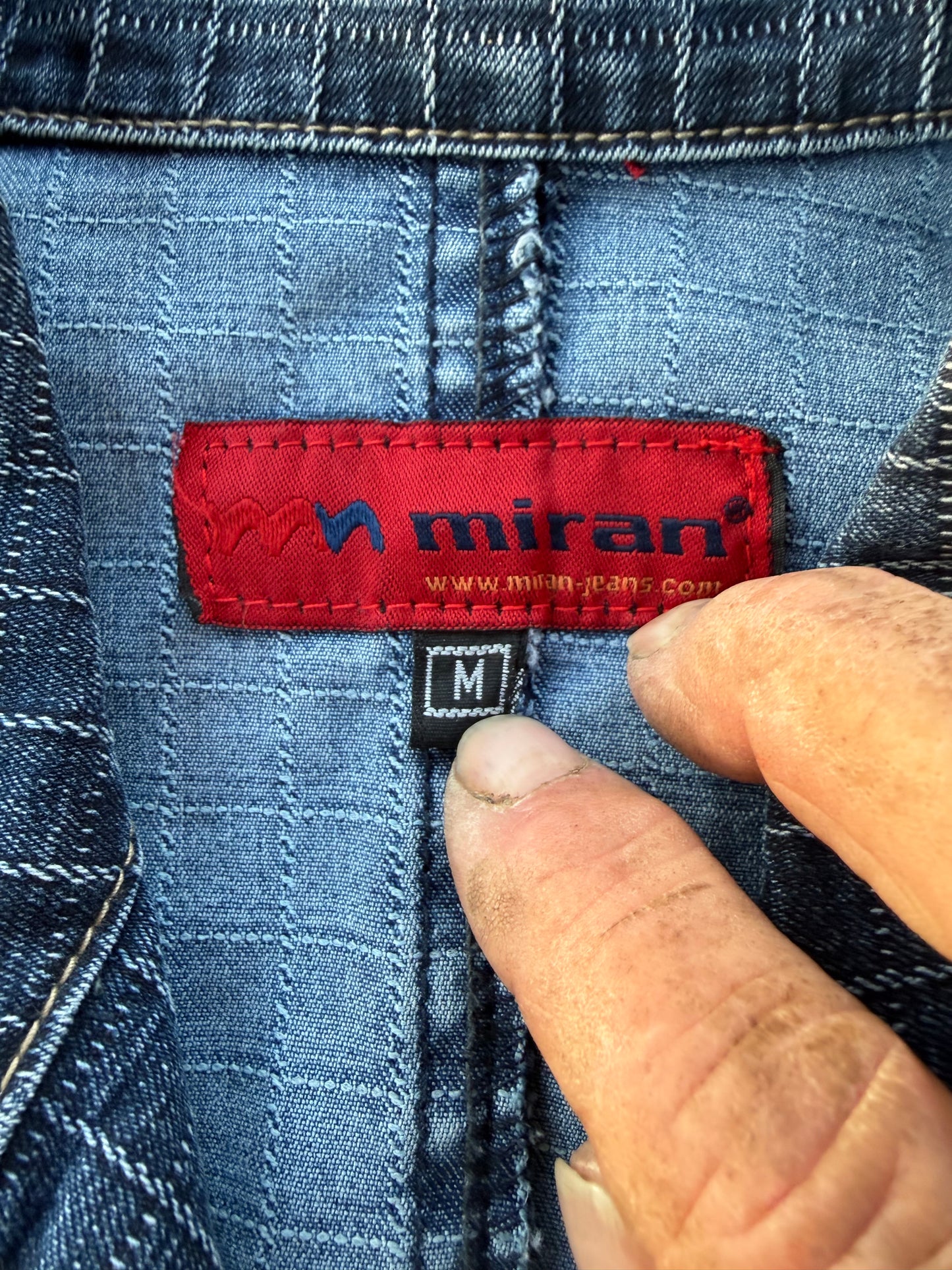 Miran clothing line denim jacket button up long sleeve size Medium …