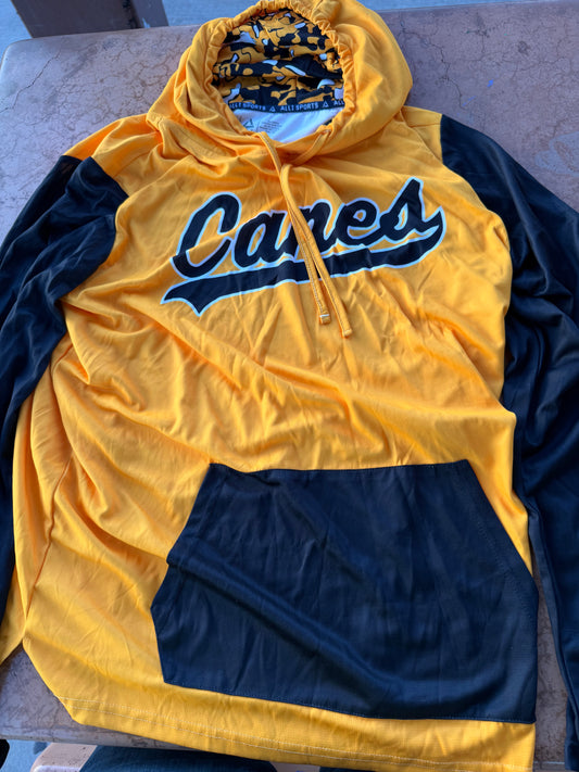 Allie sports hoodie Canes chicken restaurant logo yellow hoodie long sleeve size Large…