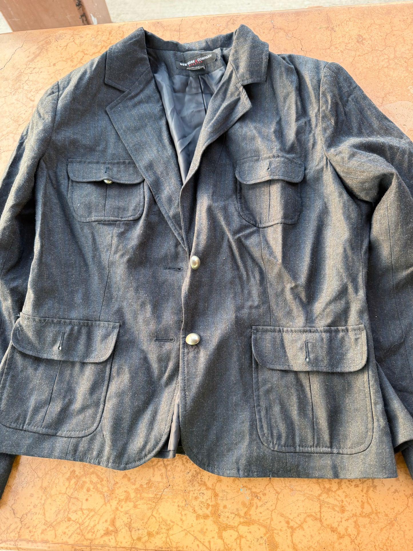 New York & Company clothing line business jacket or coat dark gray button up size 12 …