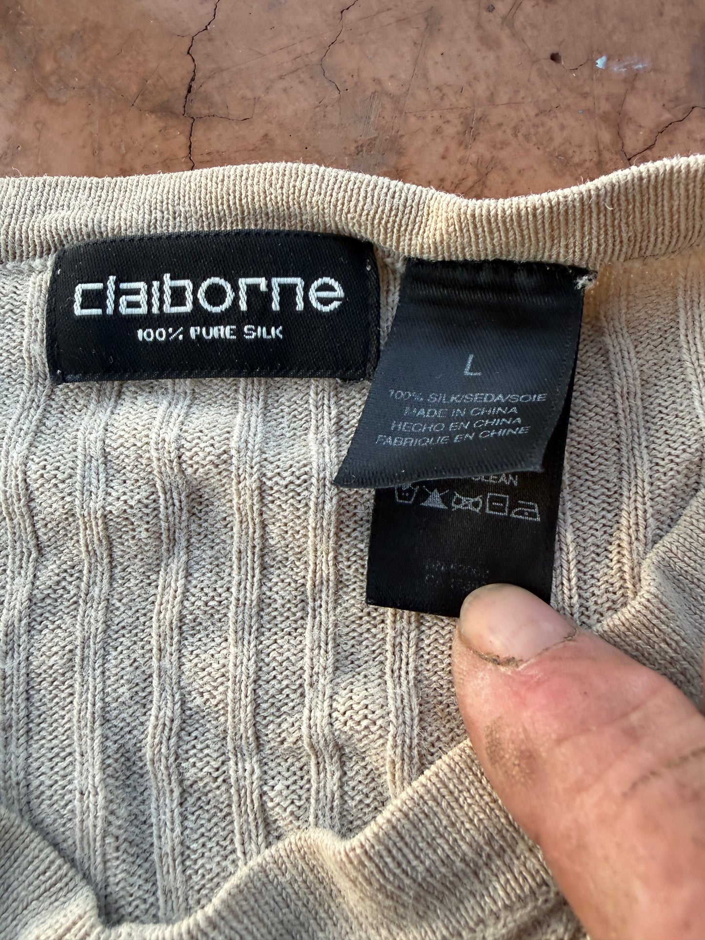 Claiborne clothing line sweater light size Large tan color long sleeve pullover…