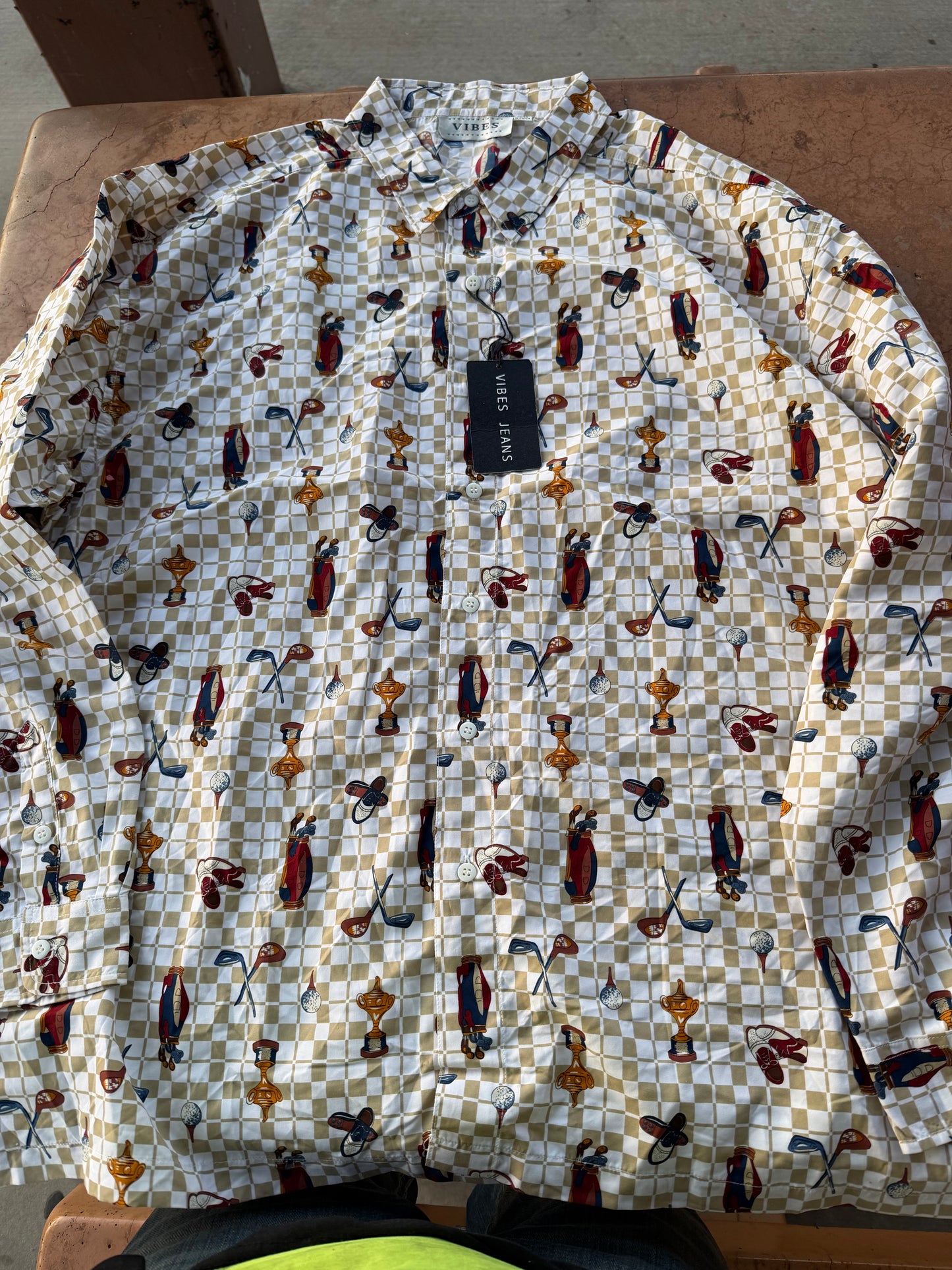 Vibes jeans co. Golfing button down shirt casual dress shirt long sleeve new size XL…