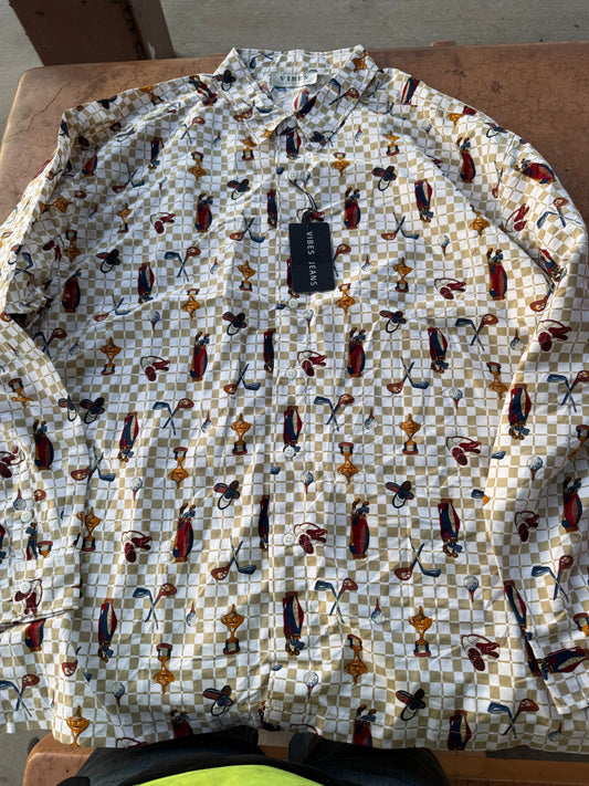 Vibes jeans co. Golfing button down shirt casual dress shirt long sleeve new size XL…