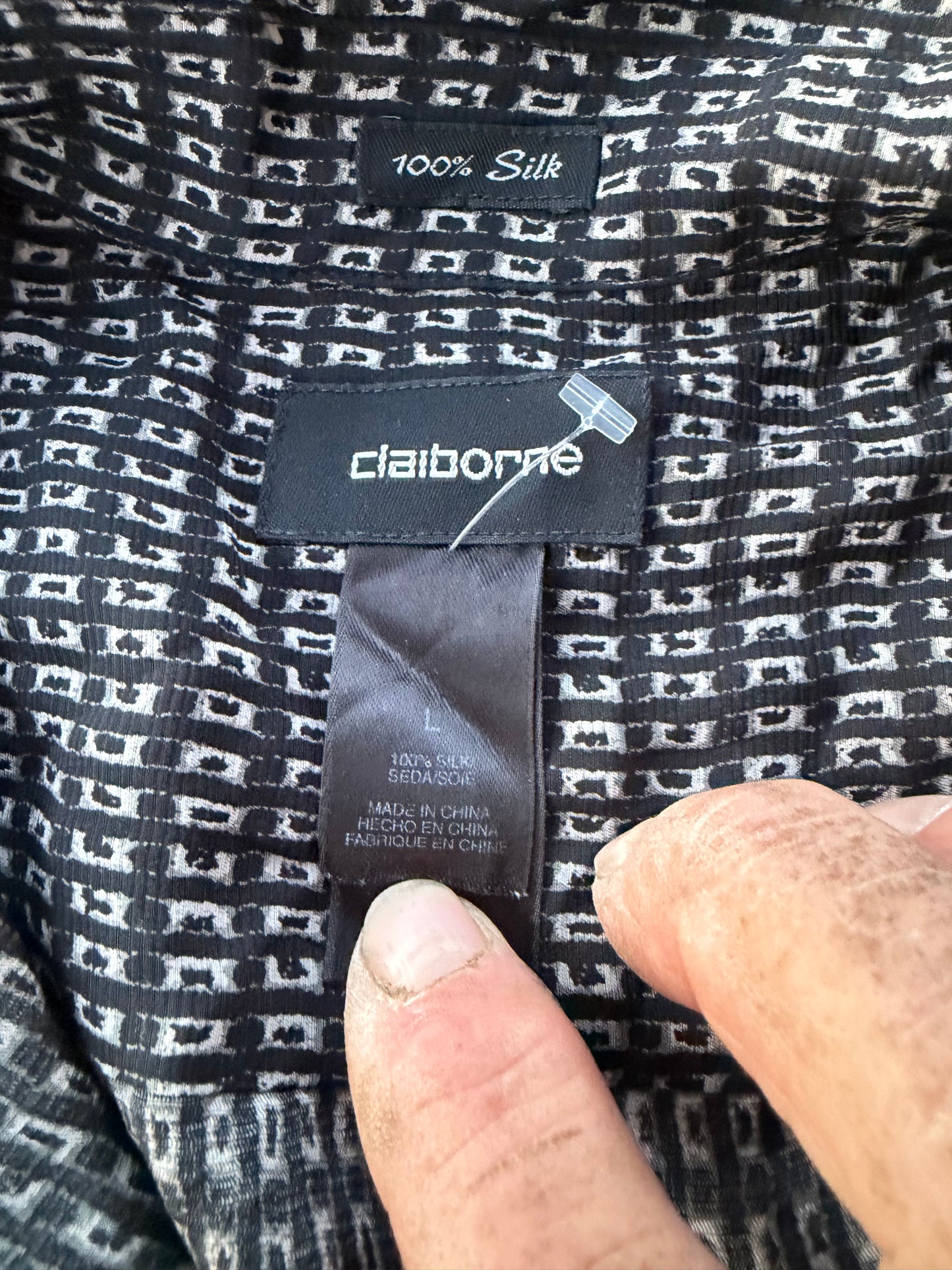 Claiborne silk men’s dress up-shirt button down…