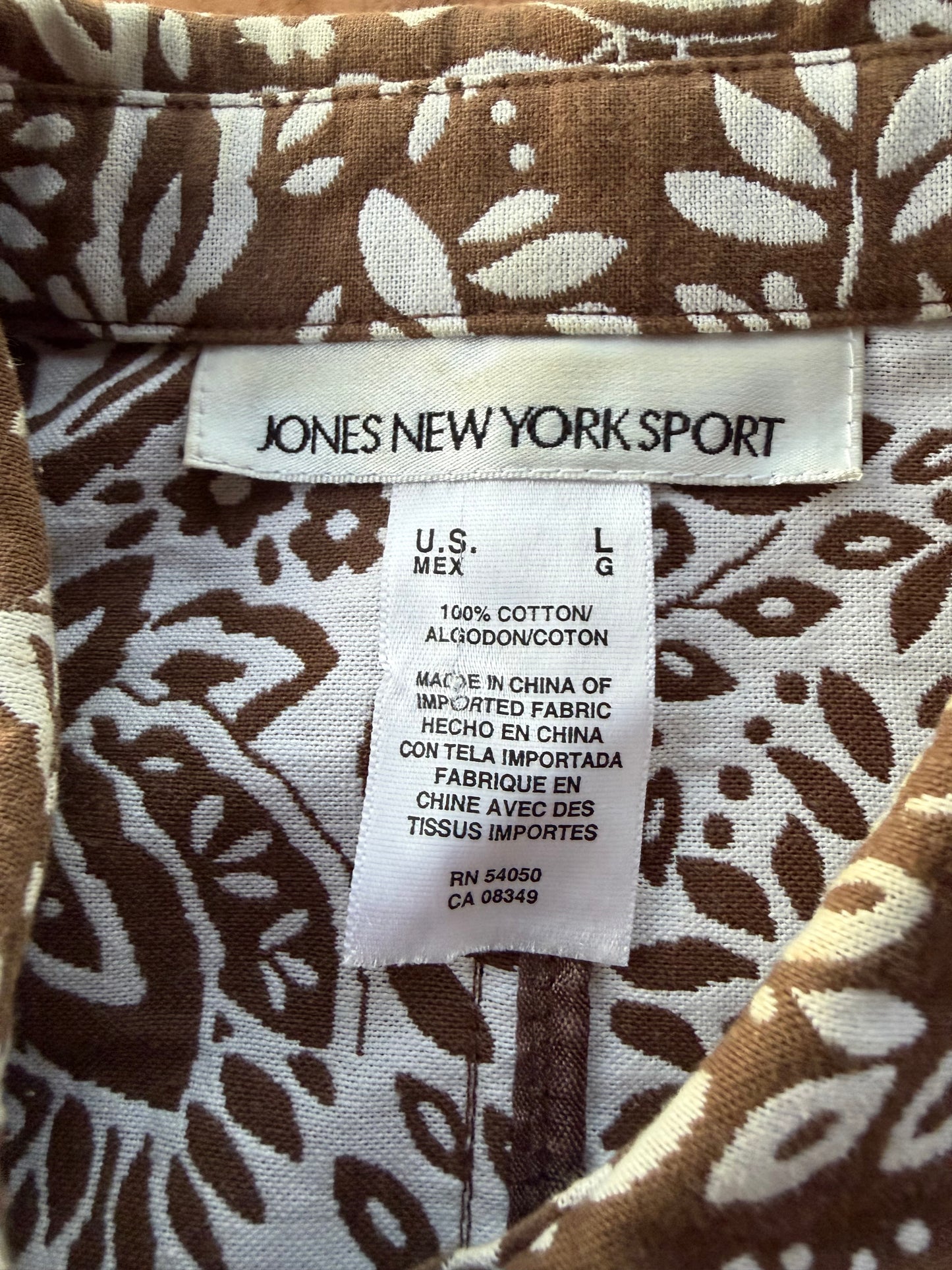 Jones New York Sport jacket flora design brown white size Ladies  L…