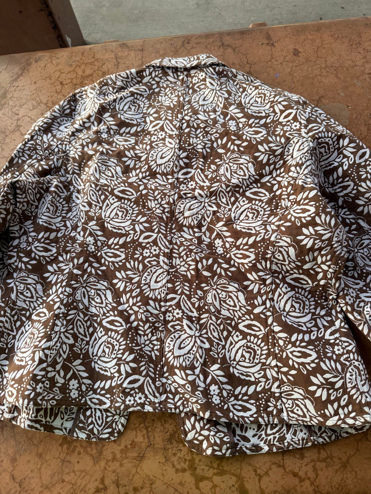 Jones New York Sport jacket flora design brown white size Ladies  L…