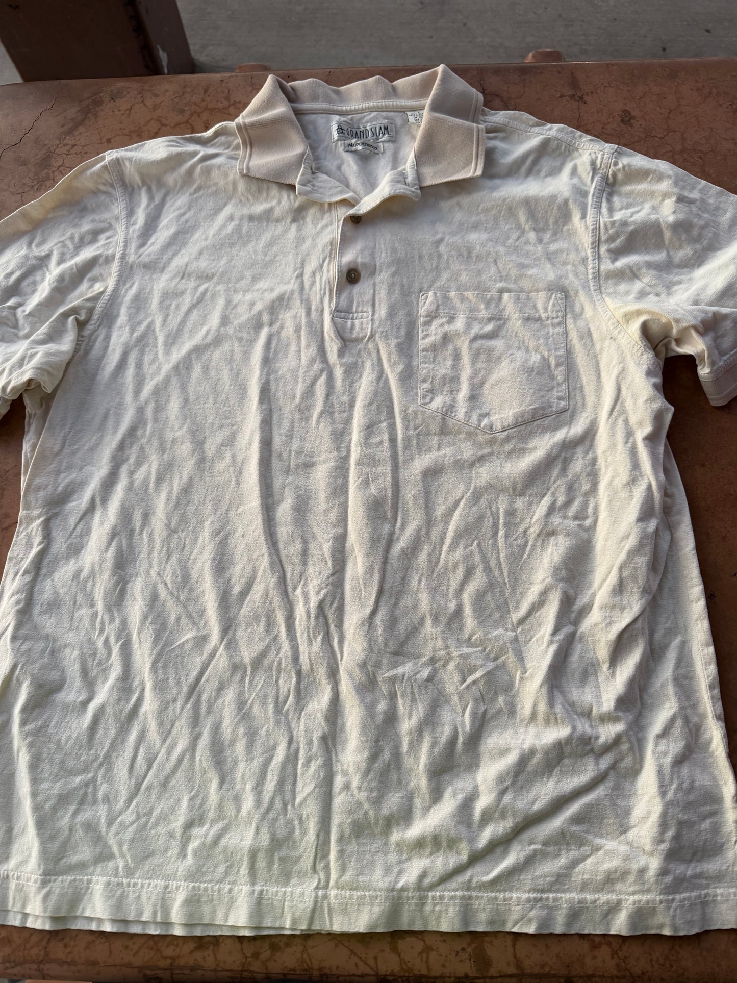 Grand Slam white polo shirt size L men’s baseball shirt…