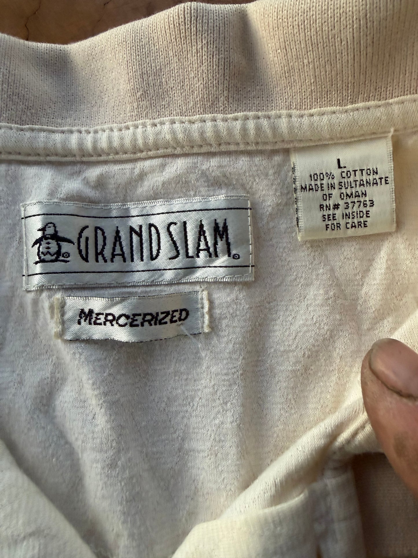 Grand Slam white polo shirt size L men’s baseball shirt…