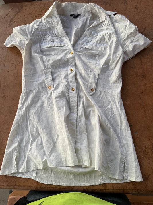 XOXO woman’s blouse shirt white very short sleeve size L…