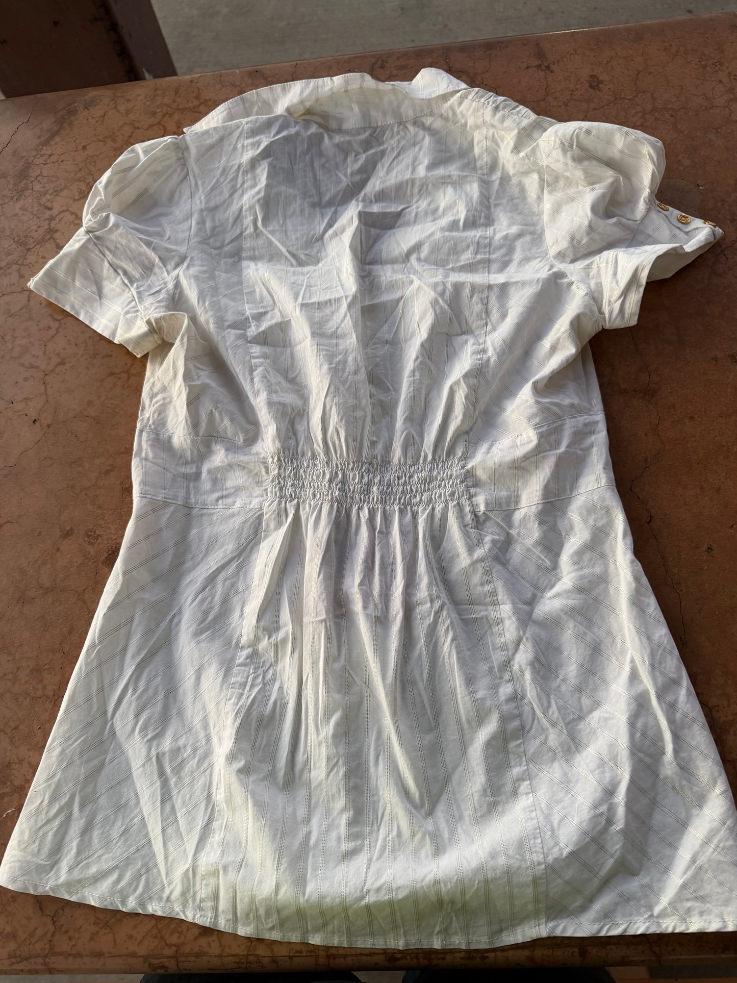 XOXO woman’s blouse shirt white very short sleeve size L…