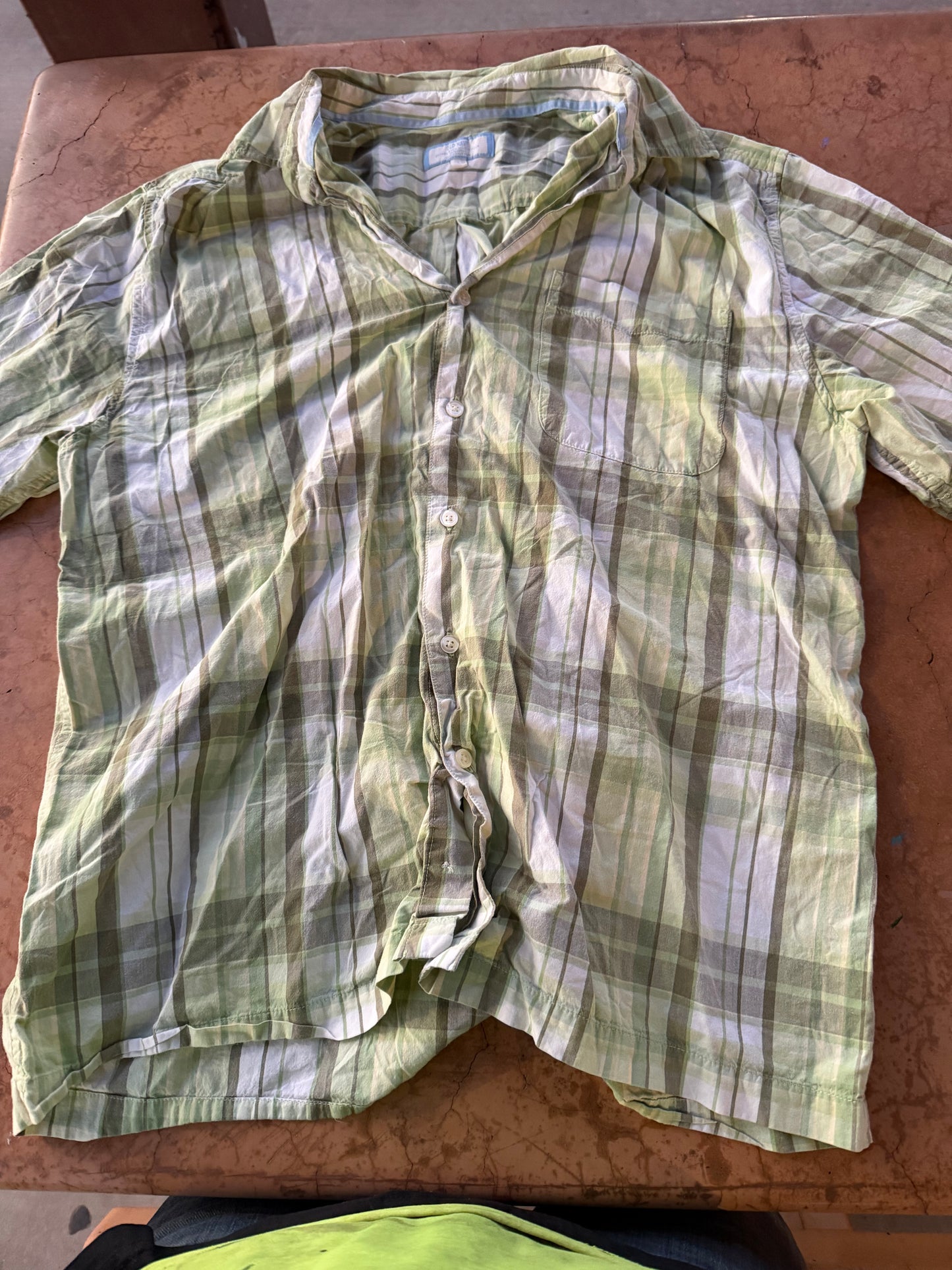 Old Navy button down shirt green plaid size …
