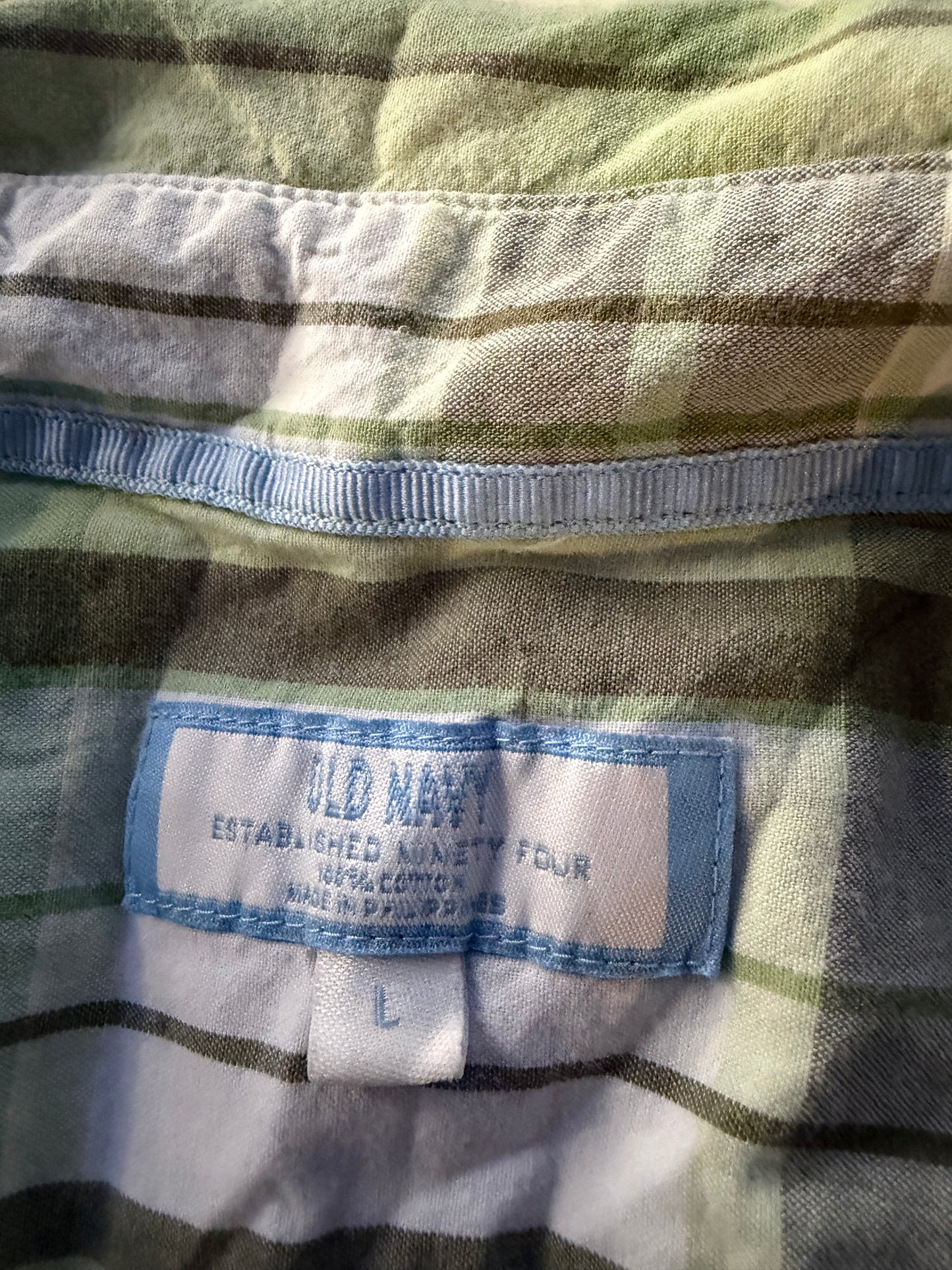 Old Navy button down shirt green plaid size …