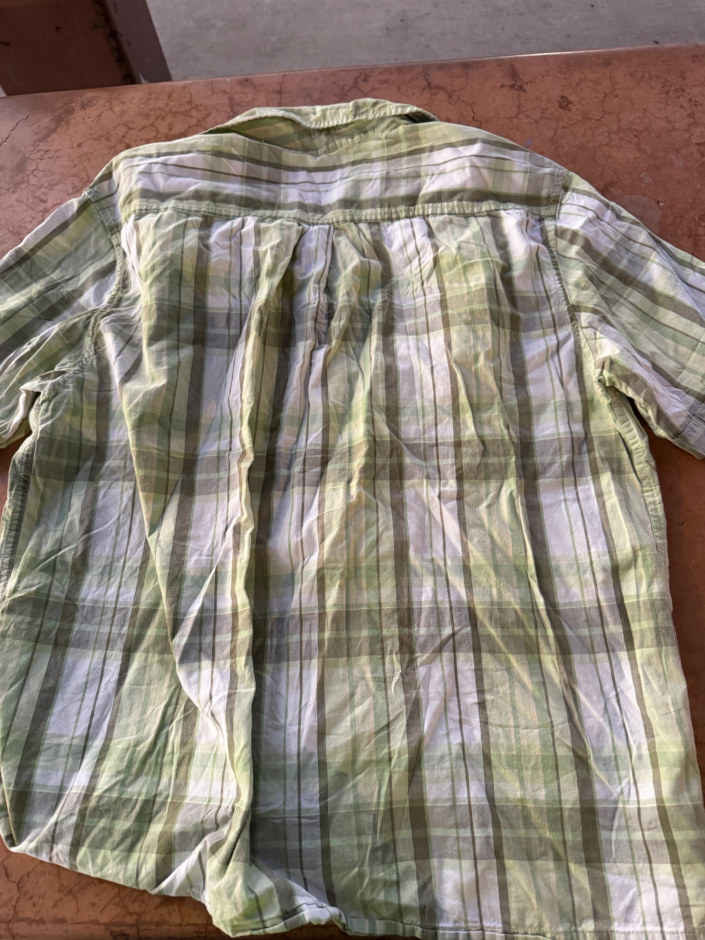 Old Navy button down shirt green plaid size …
