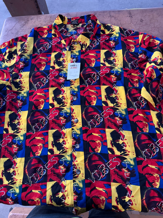 vibes Jeans company Dress up shirt button down size L loose fit …