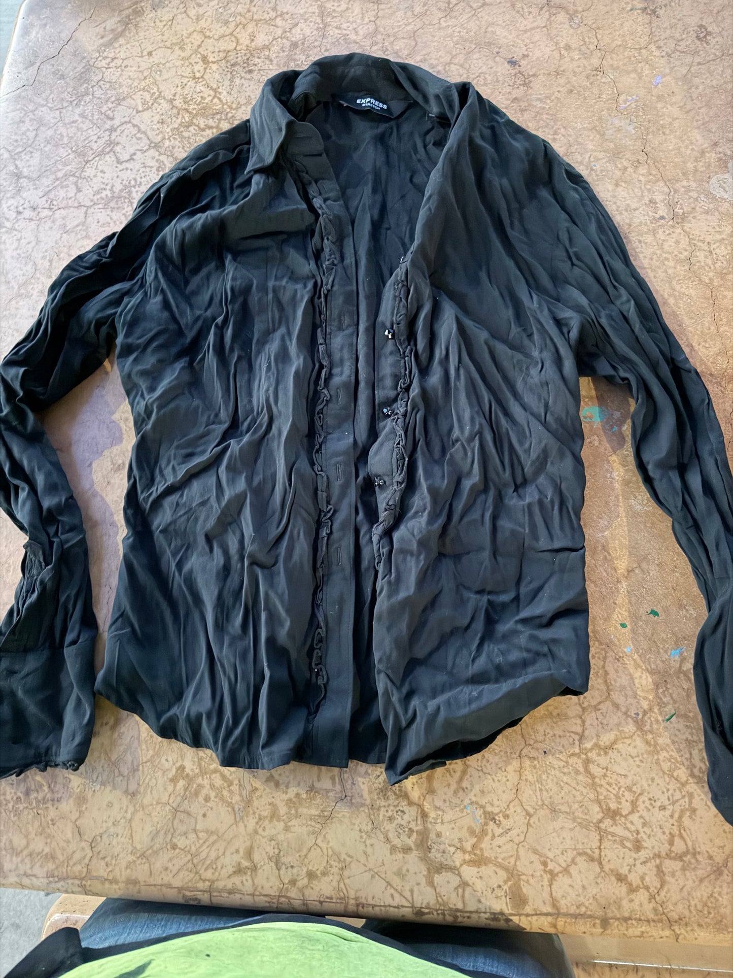 Express stretch ladies button down shirt size large color is dark blue …