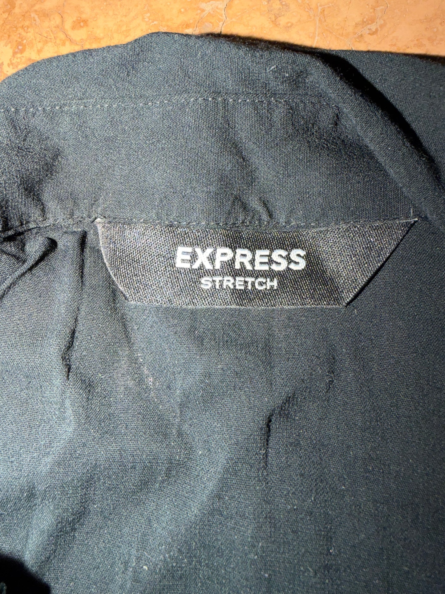 Express stretch ladies button down shirt size large color is dark blue …