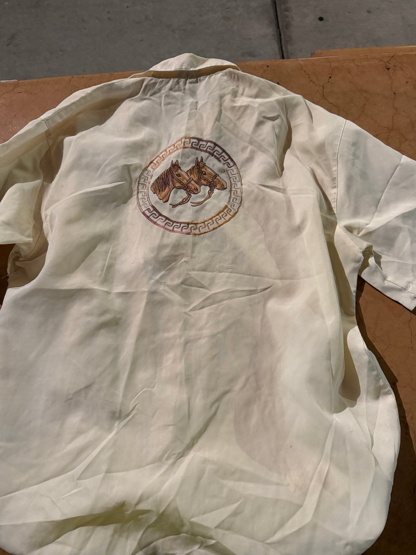 First Line button down shirt ladies size largethem Horses Rodeo-race track …