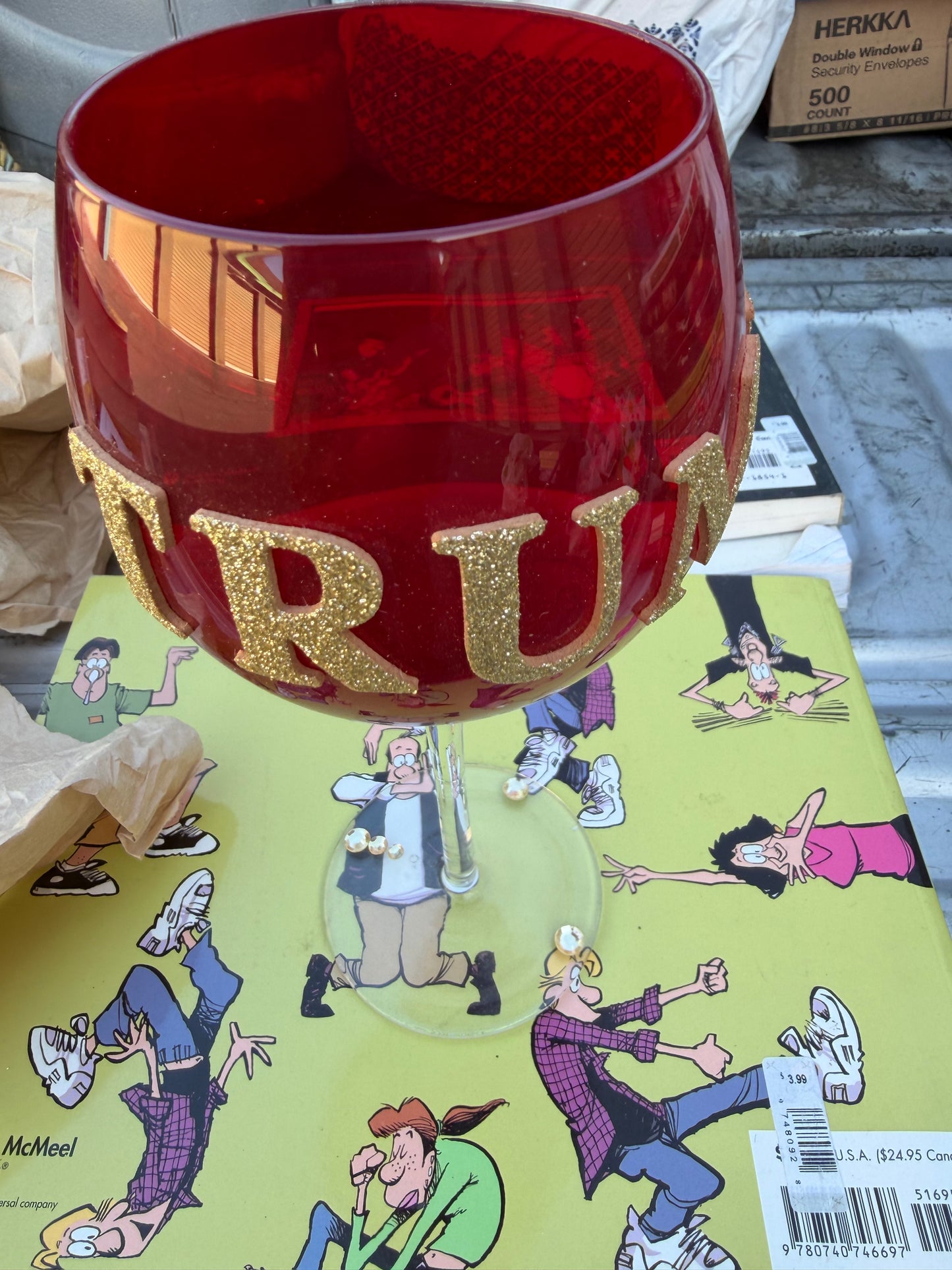 President Trump’s red wine glass  just one …
