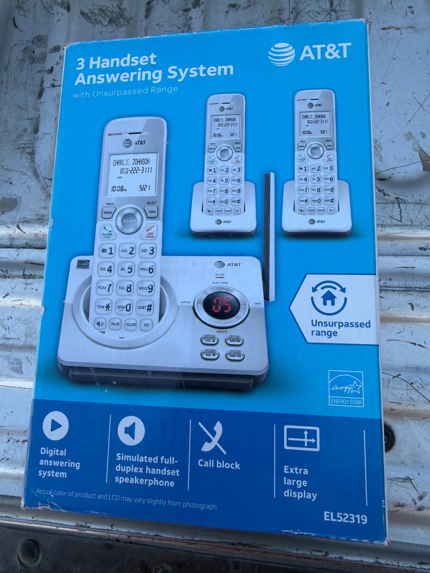 AT&T home phone telephone 3 cordless handheld phones with charger station new will work anywhere in your house…