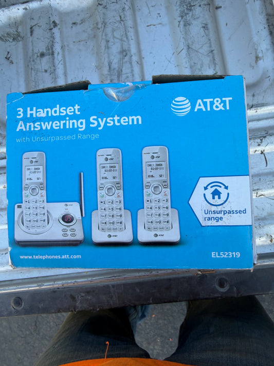 AT&T home phone telephone 3 cordless handheld phones with charger station new will work anywhere in your house…
