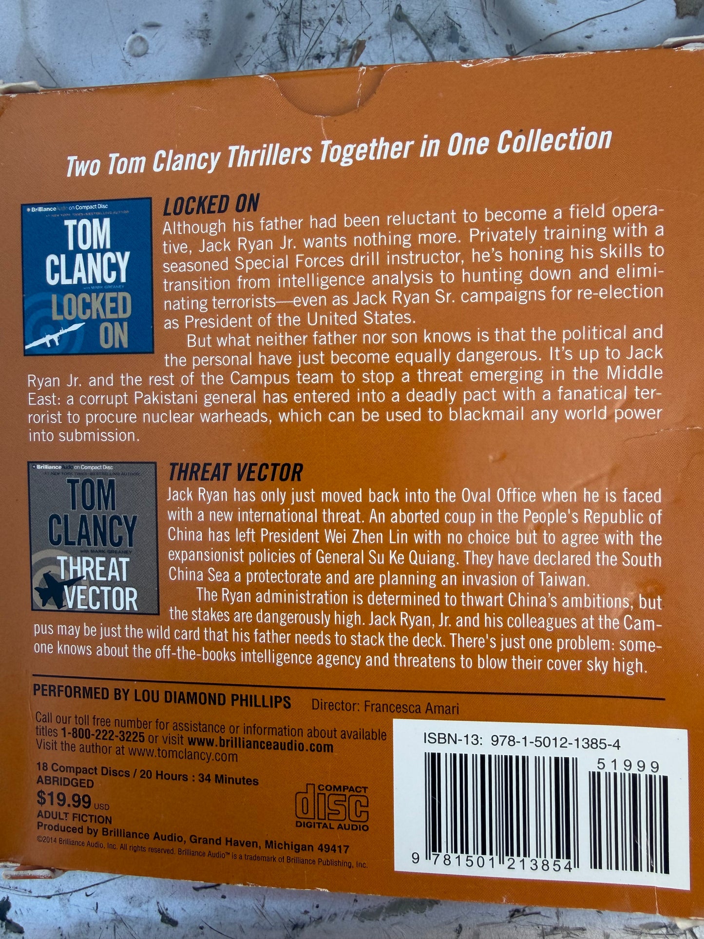 Tom Clancy book on CD Audio Locked on and Threat Vector, 2 books on one box together used …