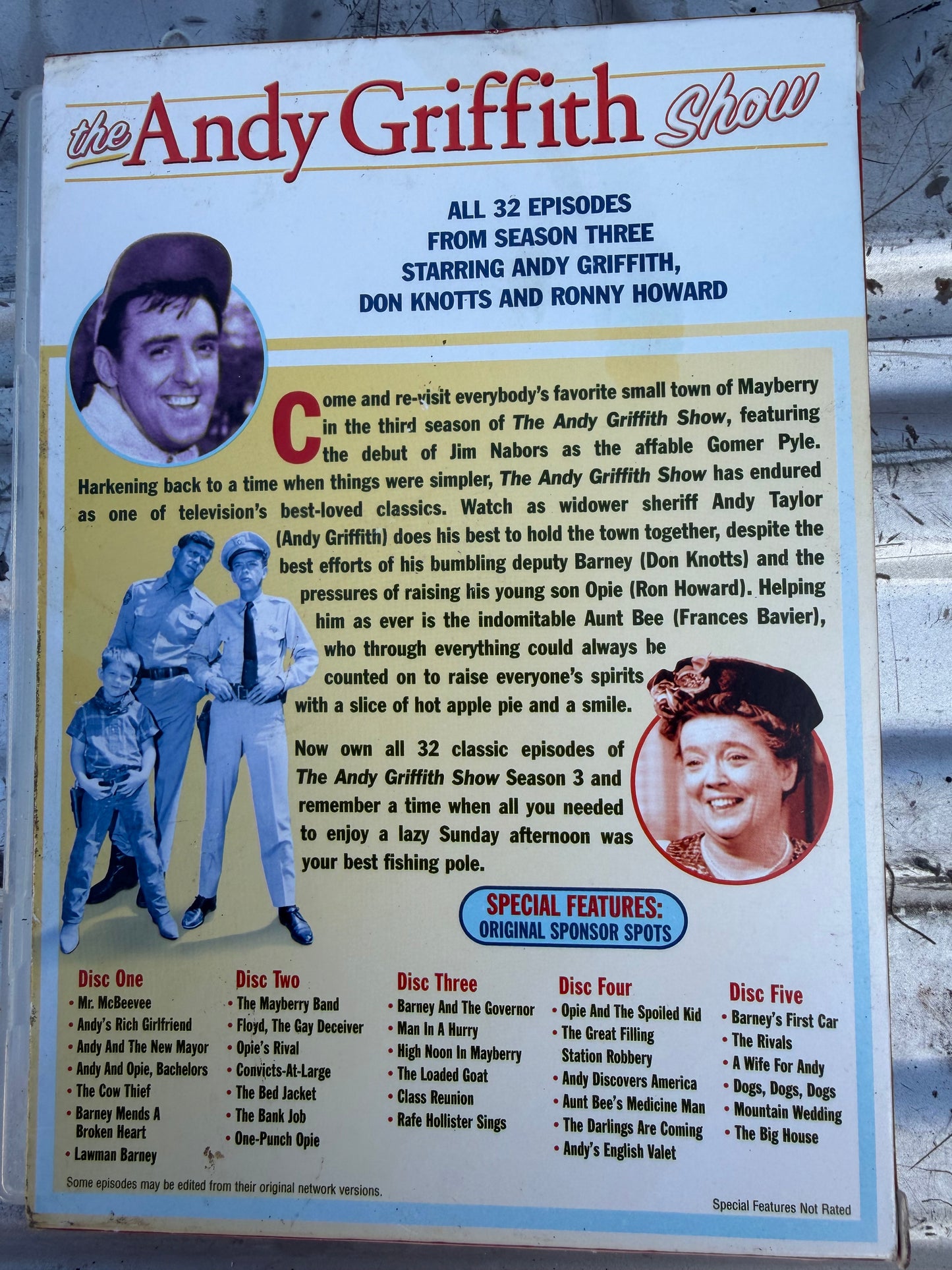 Andy Griffith show dvd set complete episodes for the 3 season used …