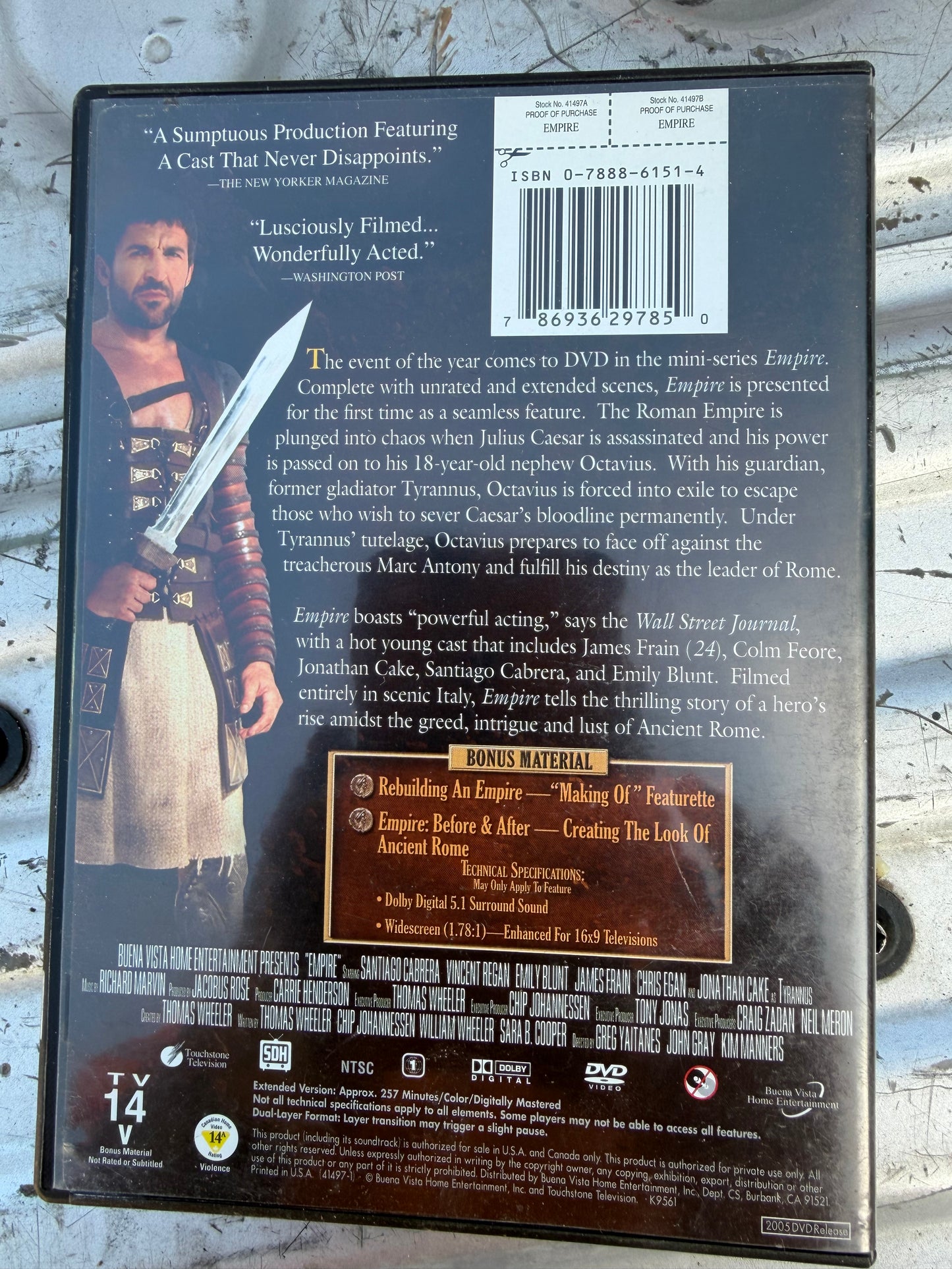 Empire DVD movie tv 14 The Epic Battle for Rome power ,Lust  used …