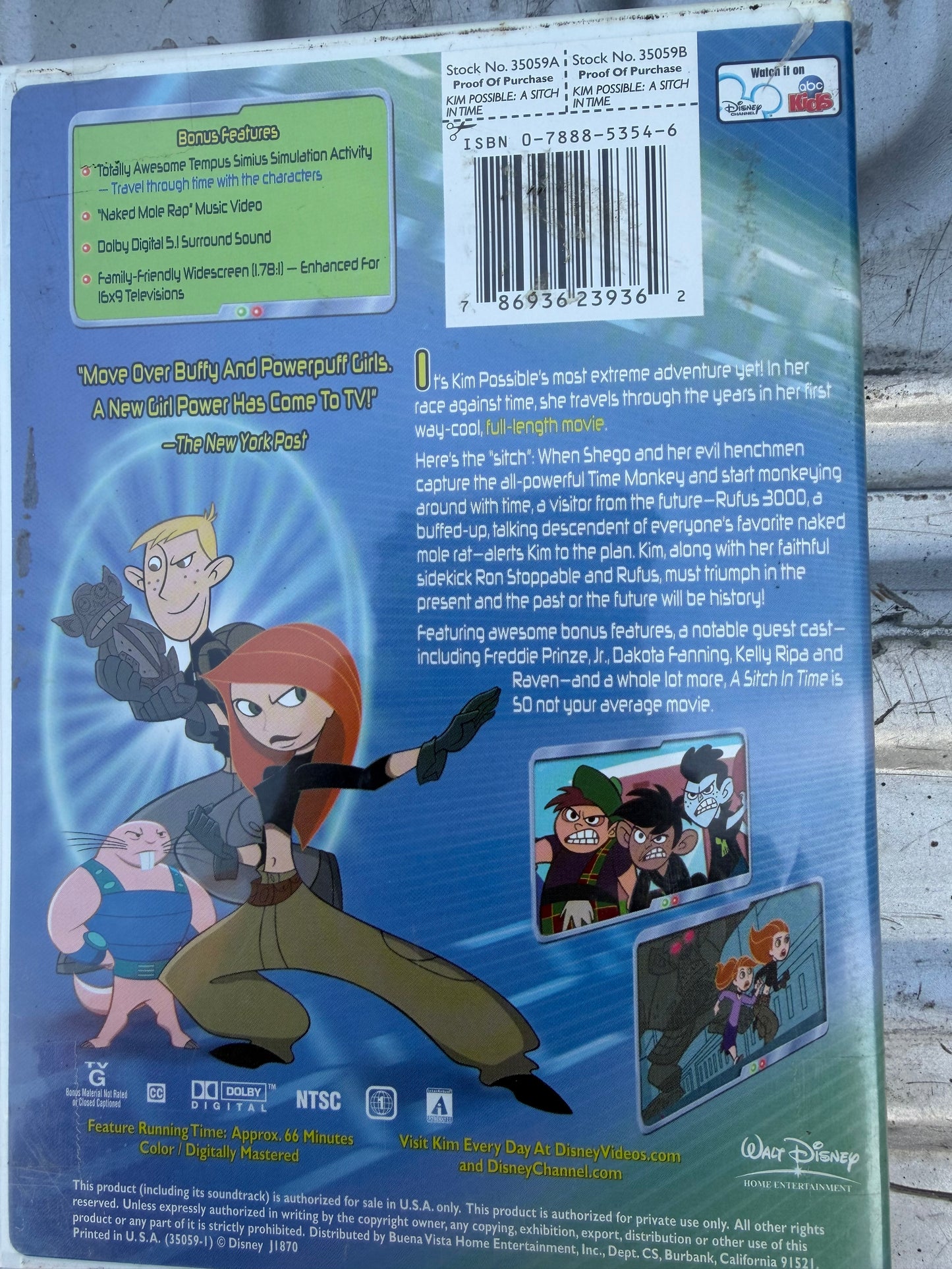 Disney Kim Possible DVD animation movie A Stich in Time used …