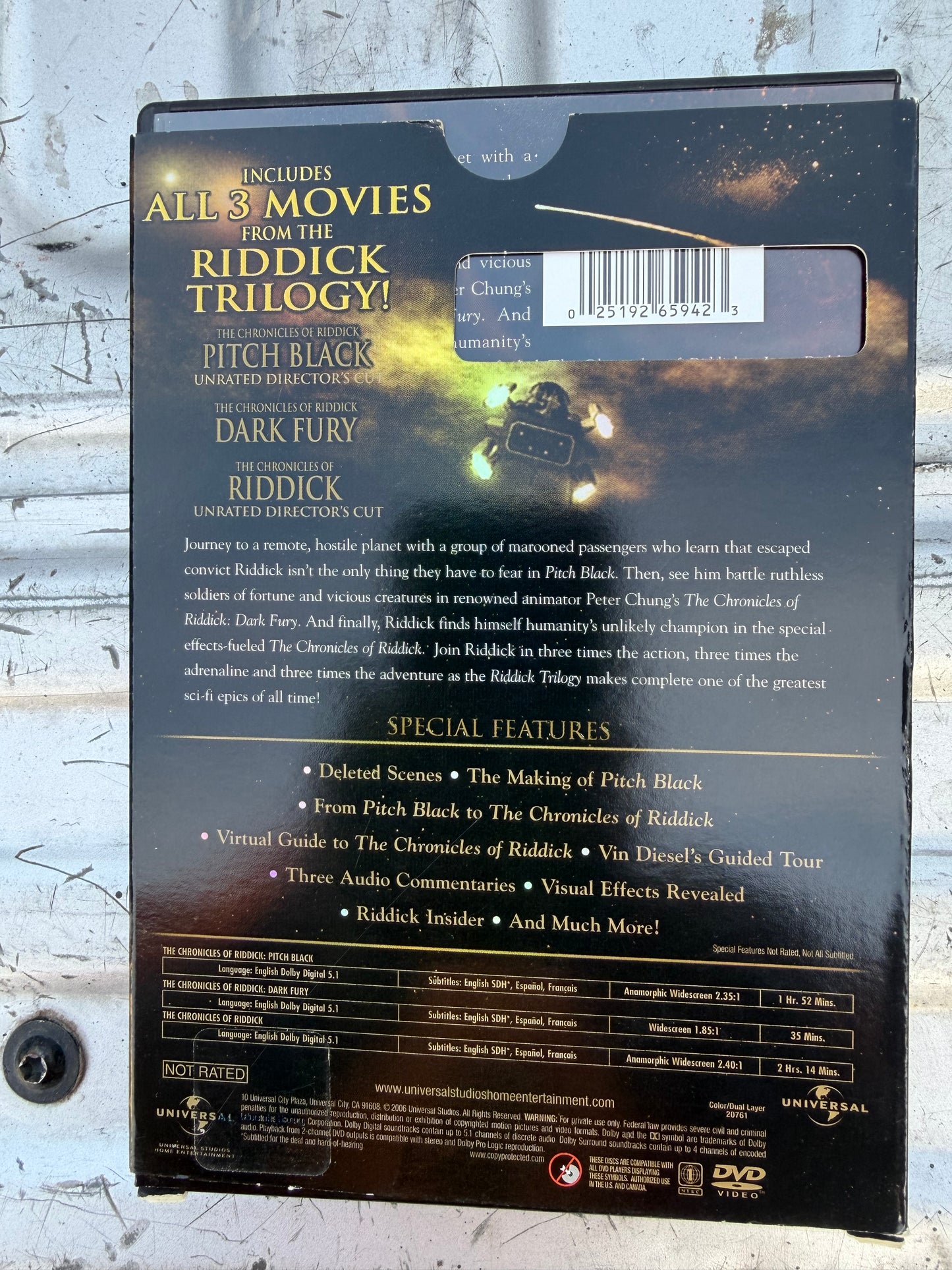 Ridick trilogy 3 dvd movies rated R 2 discs used …