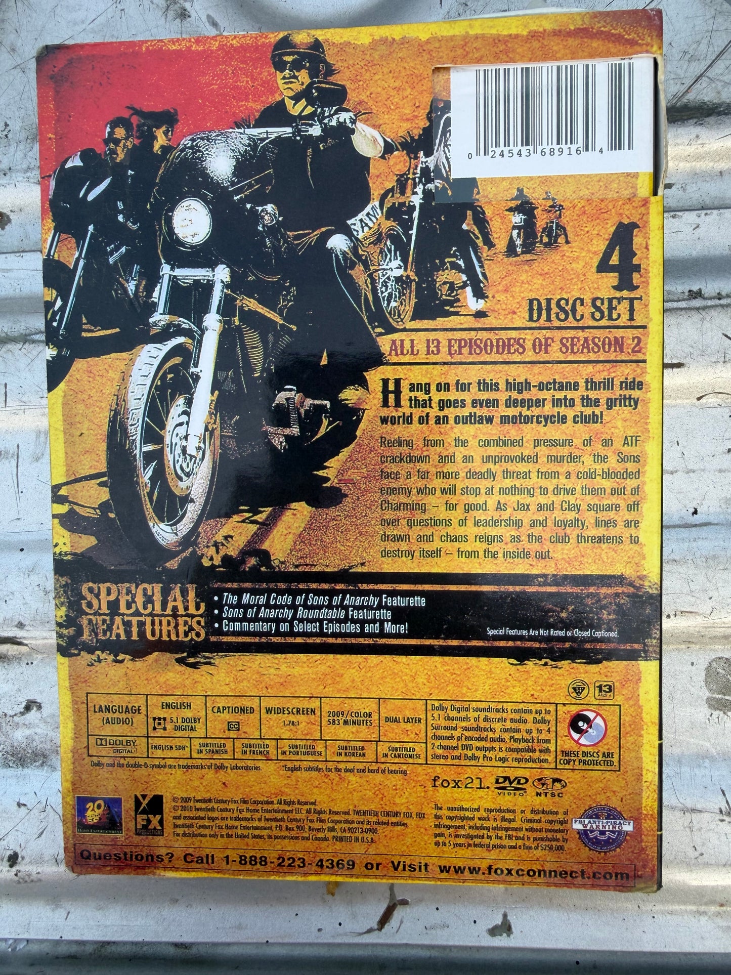 Sons of Anarchy DvD set movie used complete season two…
