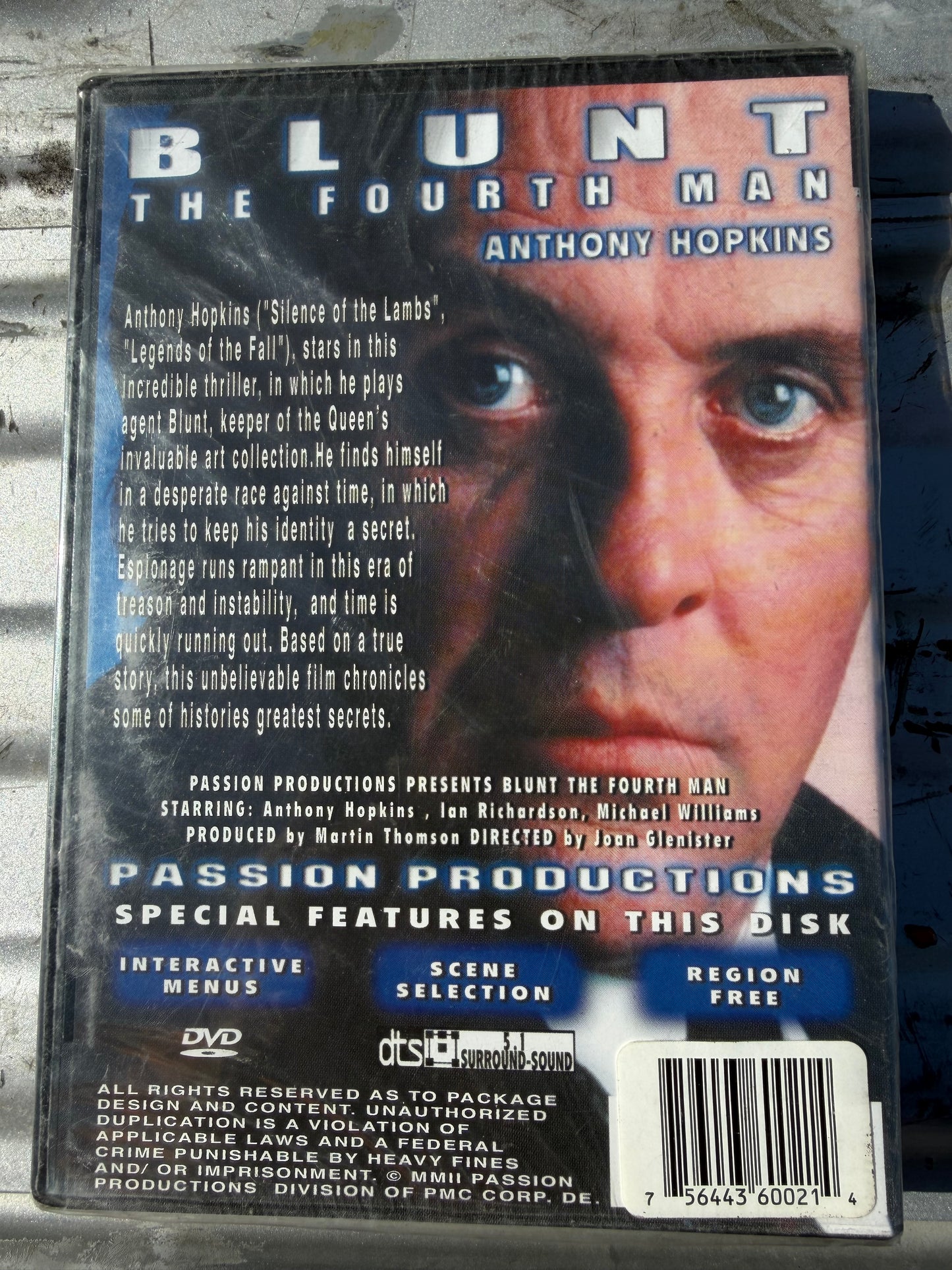 Blunt movie DVD with Anthony Hopkins new sealed …