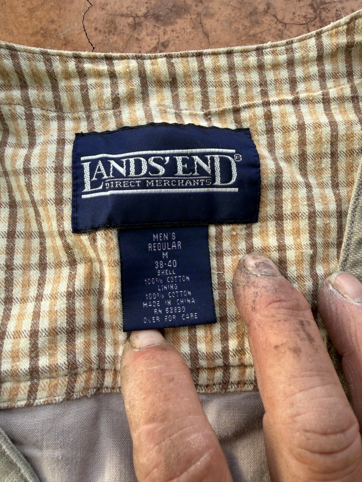 Landsend clothing men’s vest size medium tan color casual vest button down could use outside …