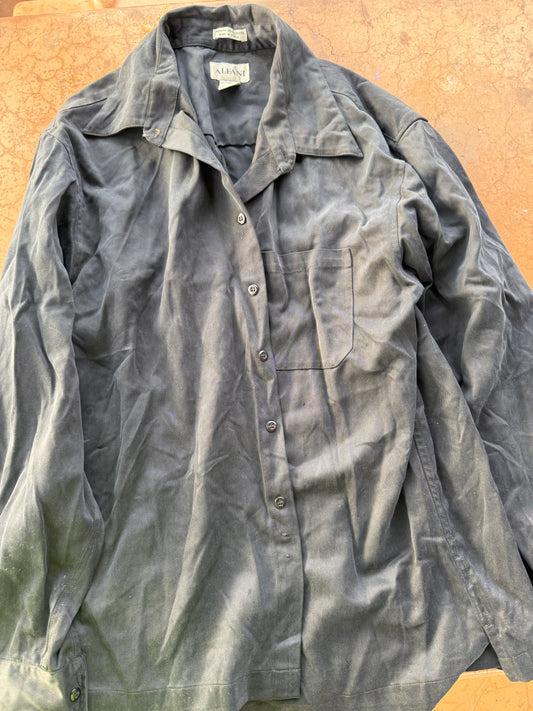 Alfani clothing button down shirt dress up dark gray color long sleeve size L…