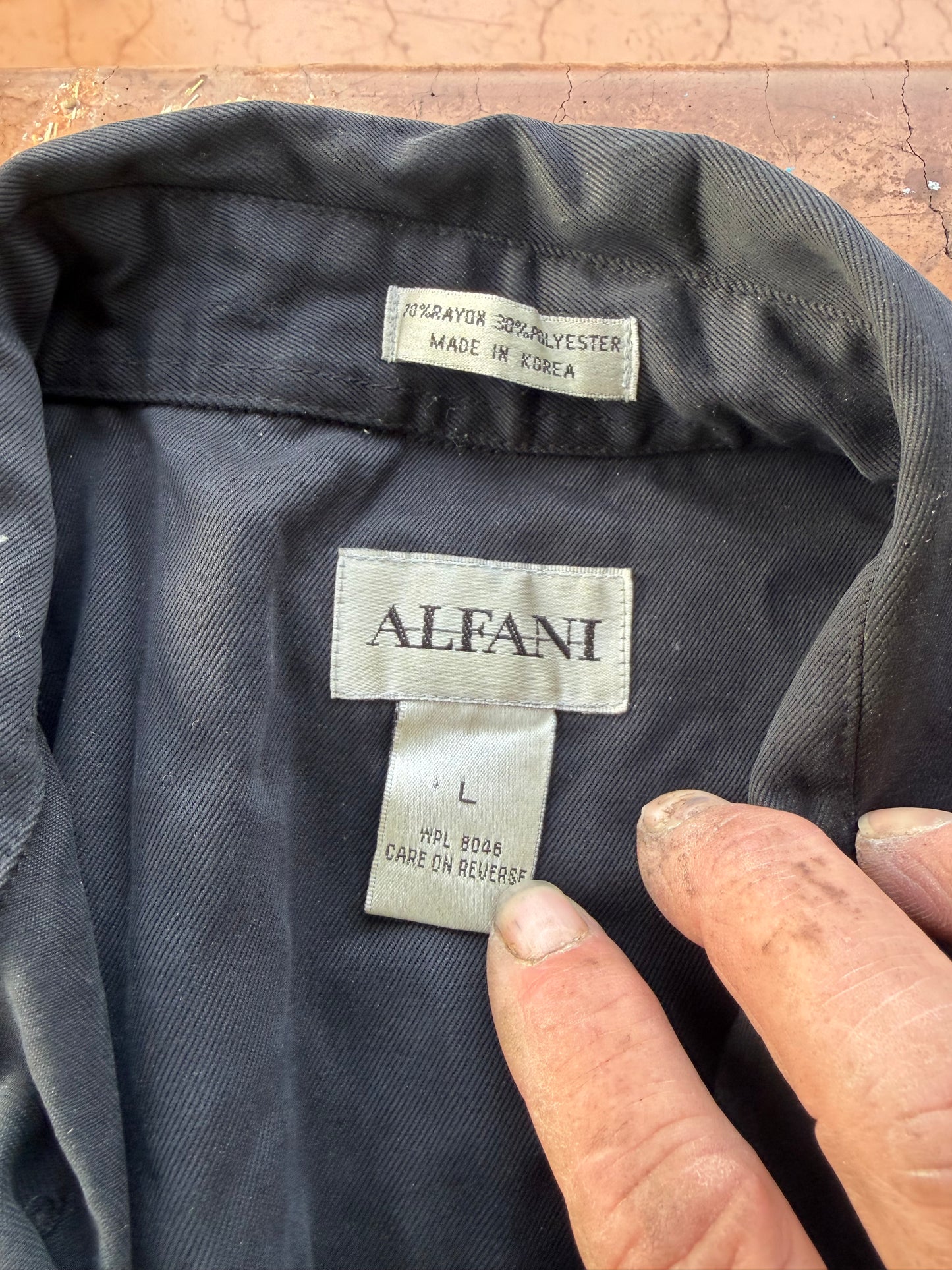 Alfani clothing button down shirt dress up dark gray color long sleeve size L…