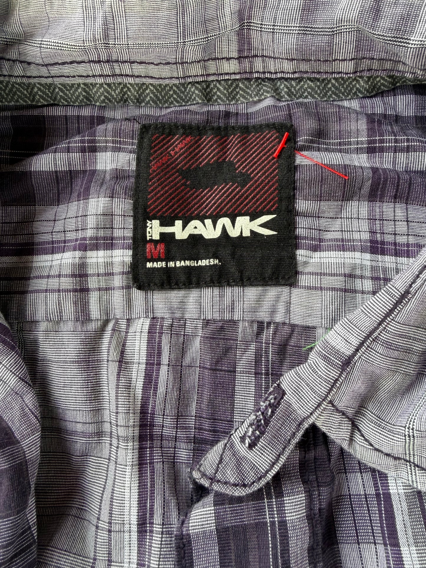 Tony Hawk skateboard star clothing button down shirt gray plaid size Large…