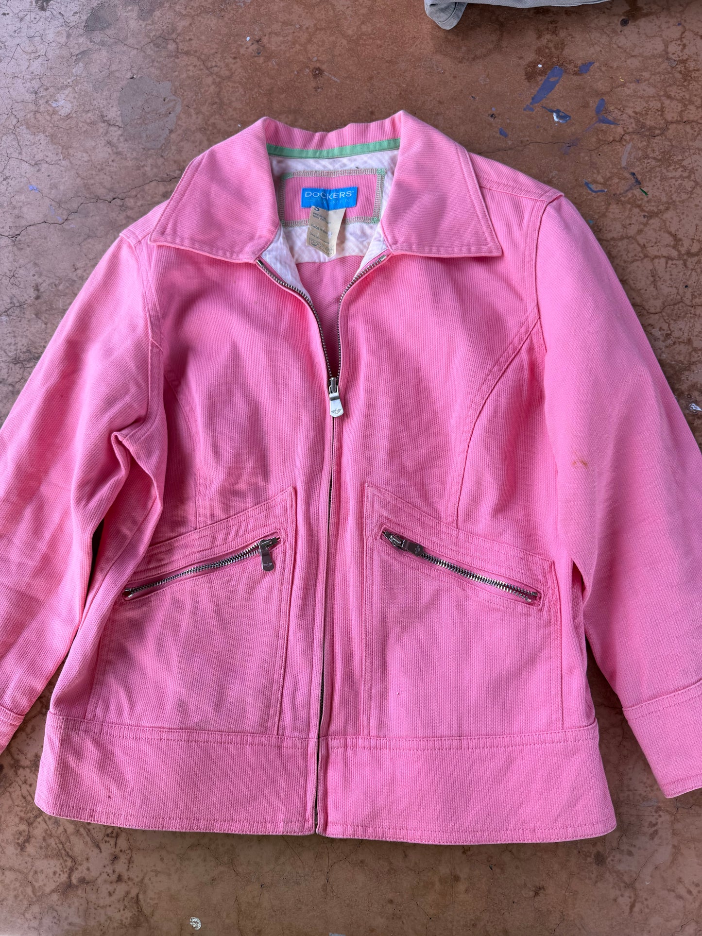 Dockers Women business suit coat jacket pink color size Small long sleeve …