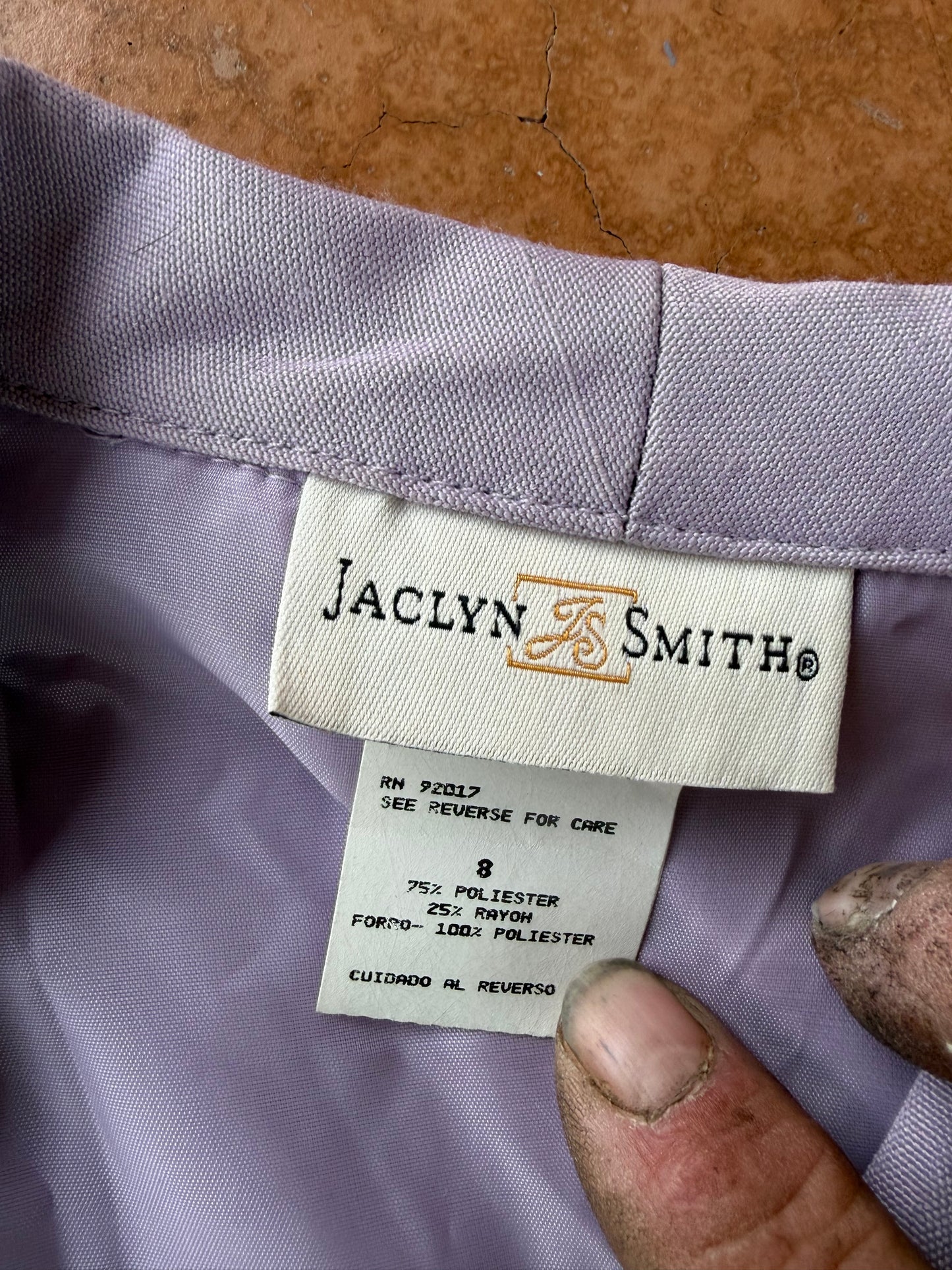 Jacklyn Smith clothing business jacket lavender color size 8 Medium long sleeve button up …