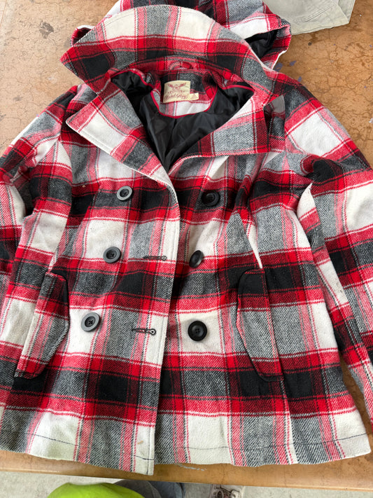 Faded Glory clothing winter coat jacket with hood thick cotton wool coat red white color …