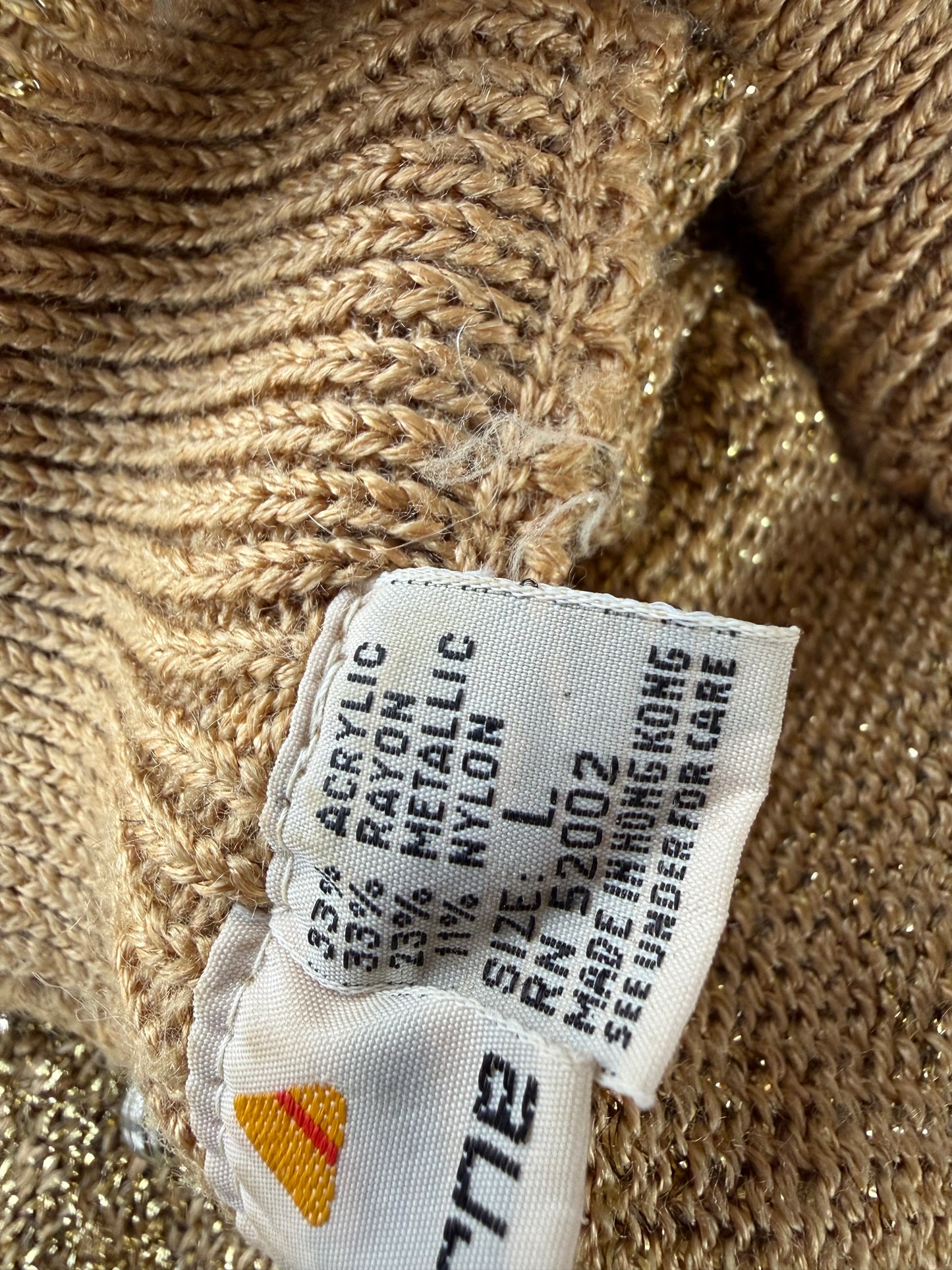 Liz Claybourn clothes gold sweater long sleeve button up turtleneck sweater size Large…
