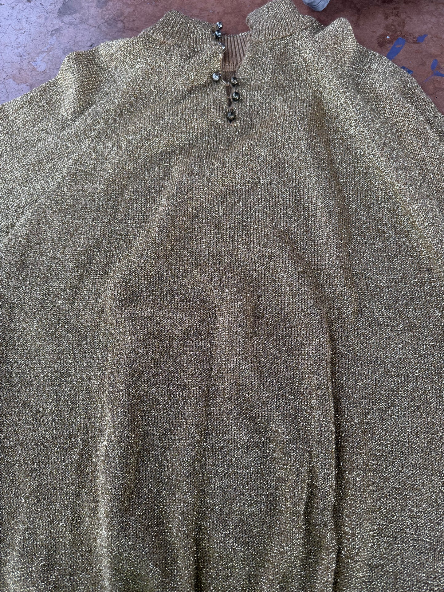 Liz Claybourn clothes gold sweater long sleeve button up turtleneck sweater size Large…