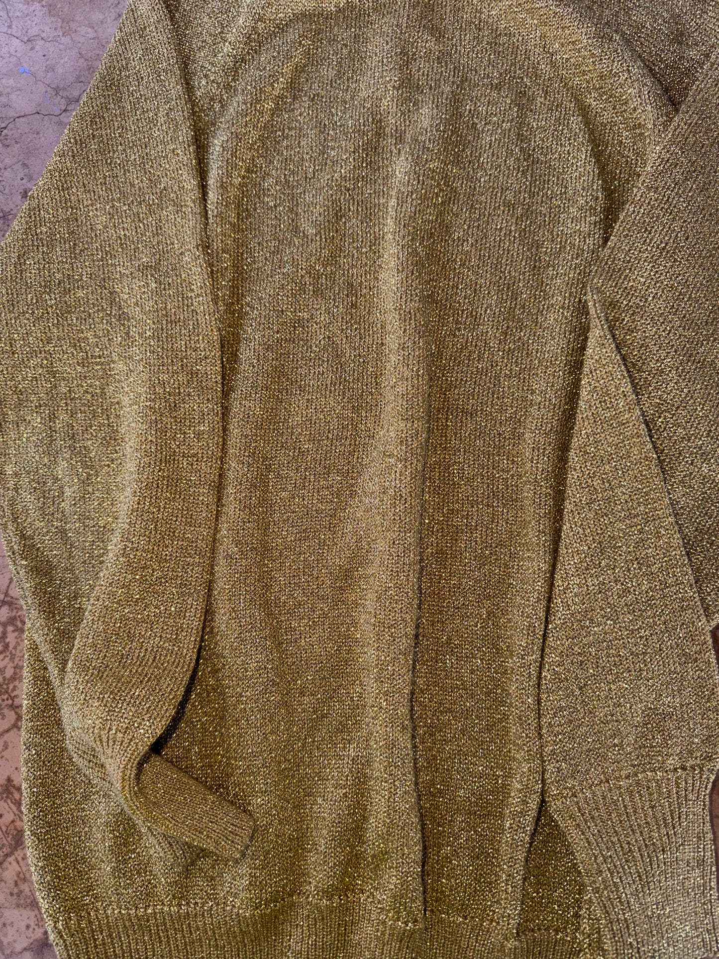 Liz Claybourn clothes gold sweater long sleeve button up turtleneck sweater size Large…