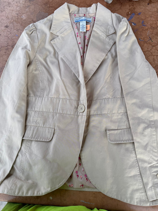 Old Navy Maternity Suit jacket coat business jacket tan button up size Large…