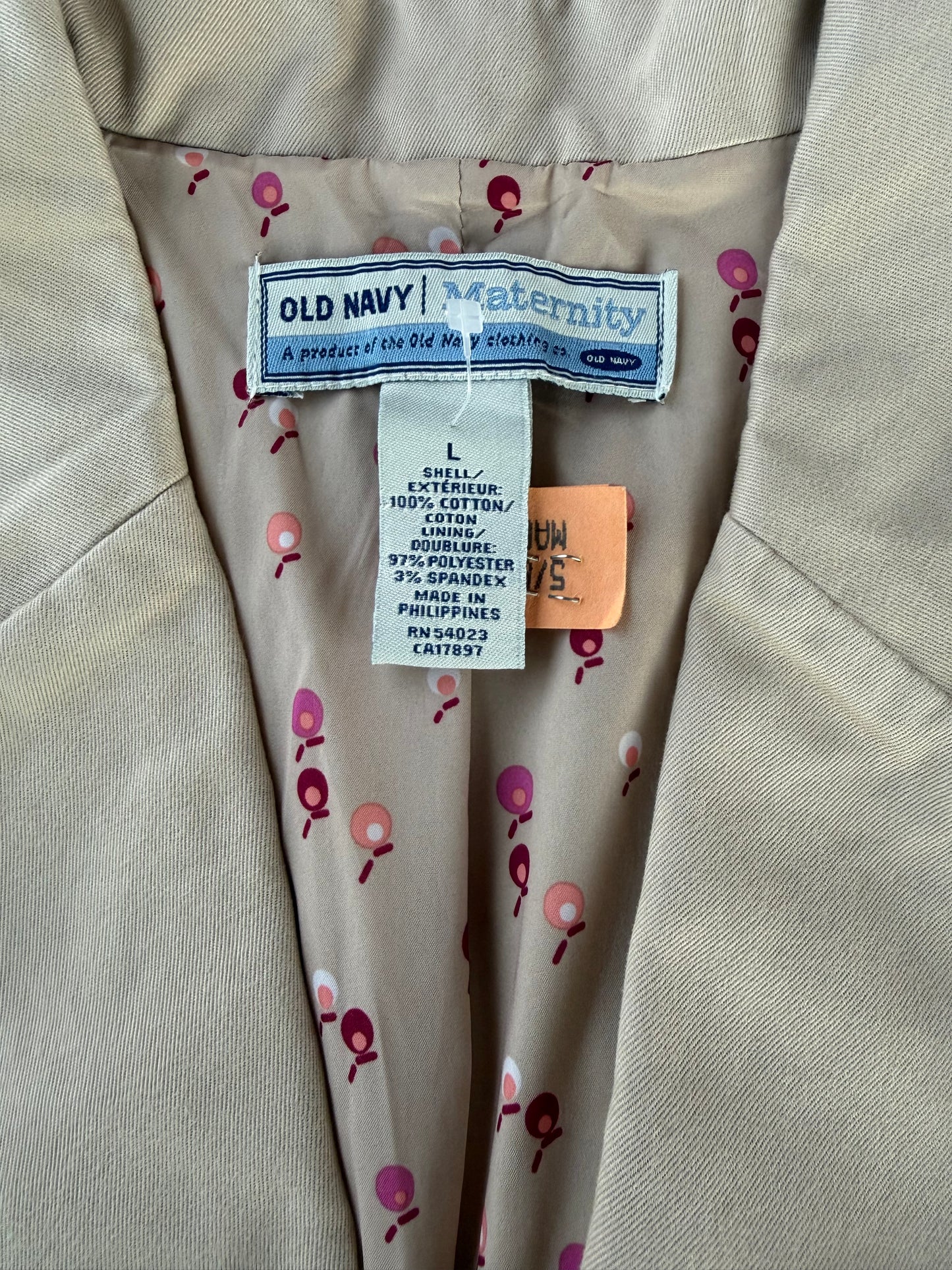 Old Navy Maternity Suit jacket coat business jacket tan button up size Large…