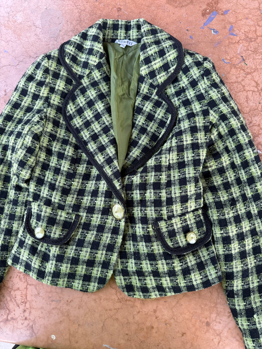 Komfit clothing business suit coat jacket green black size Small …