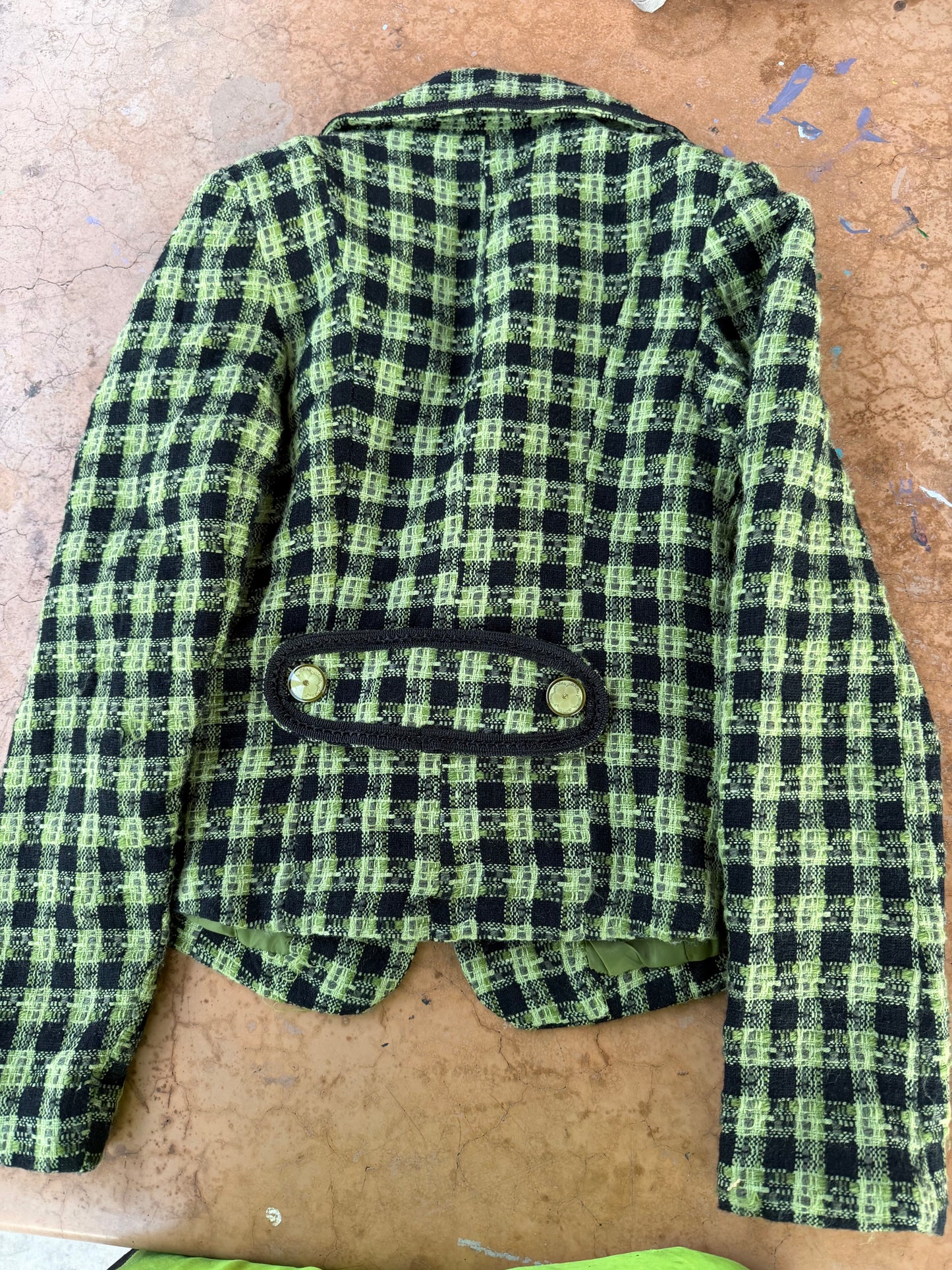 Komfit clothing business suit coat jacket green black size Small …