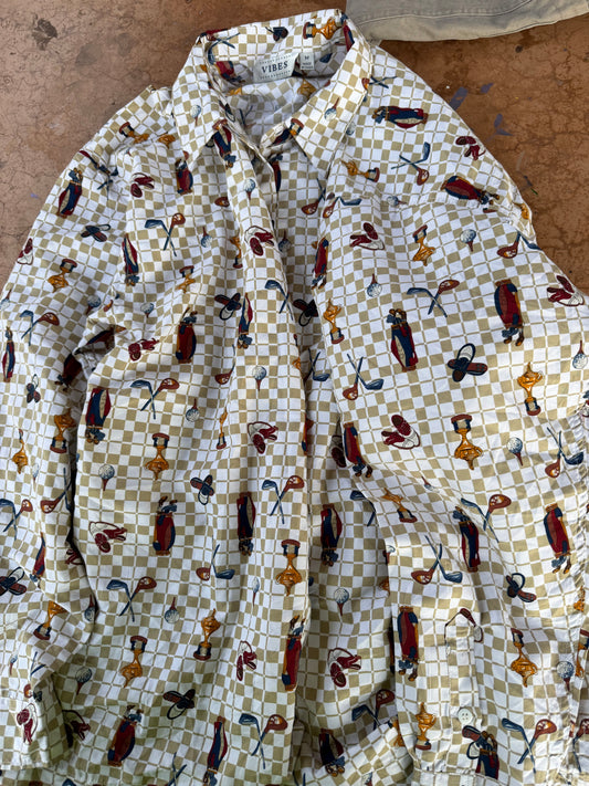 Vibes clothing Golf shirt dress up or casual button down size Medium long sleeve…