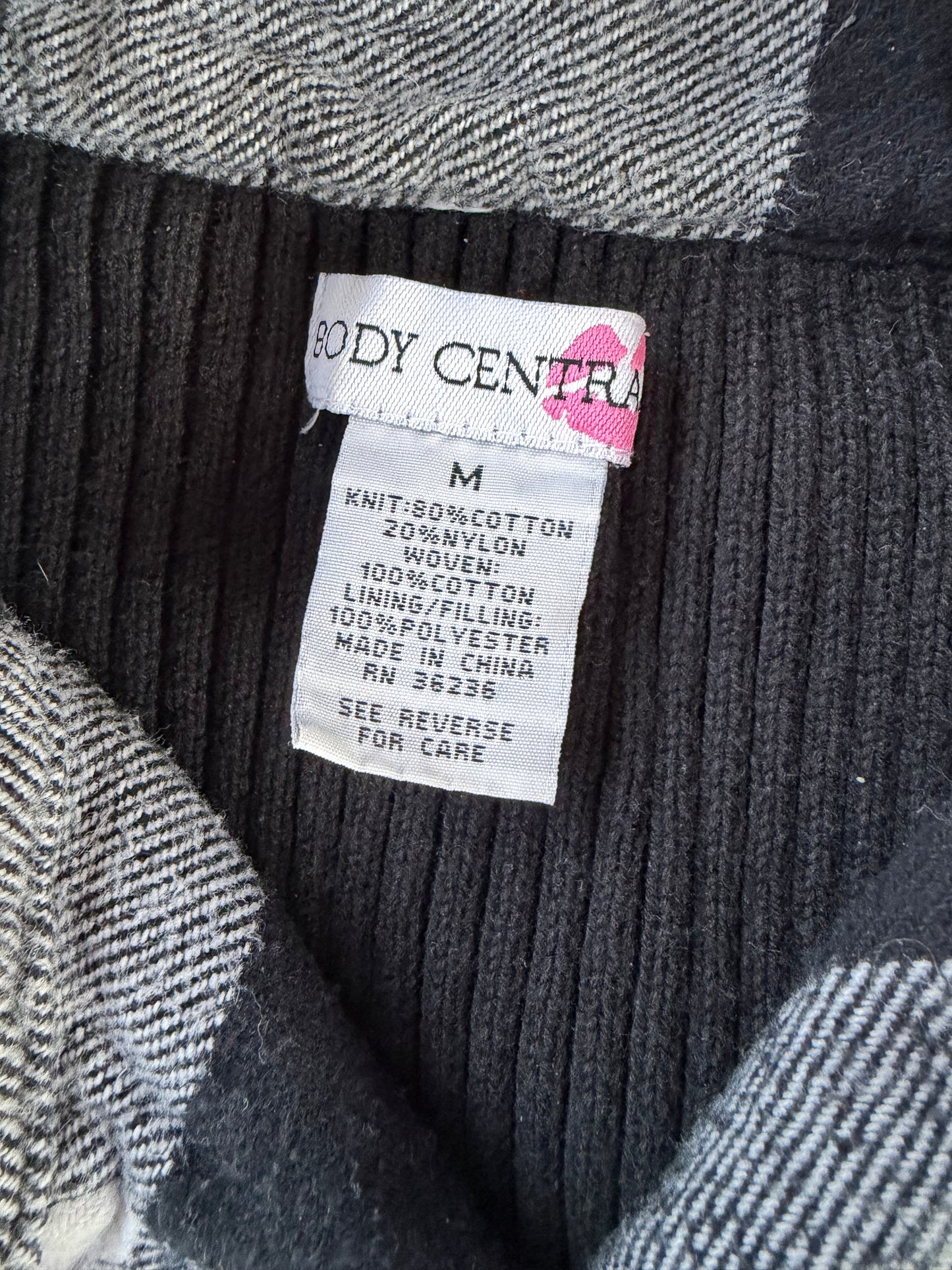 Body Centra clothing flannel coat hoodie black and white thick warm coat half length size Medium…
