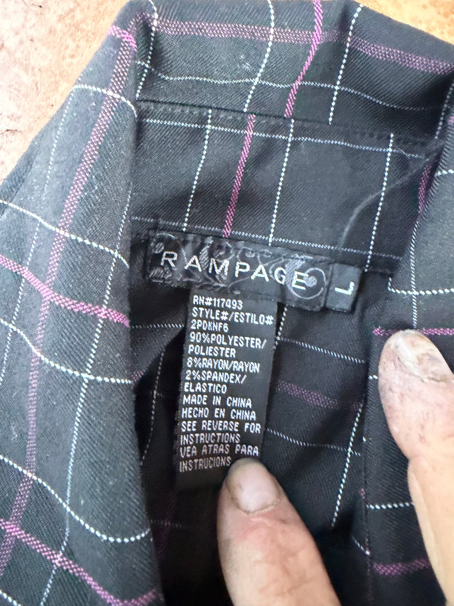 Rampage clothing light jacket coat  size is Large black striped with belt …