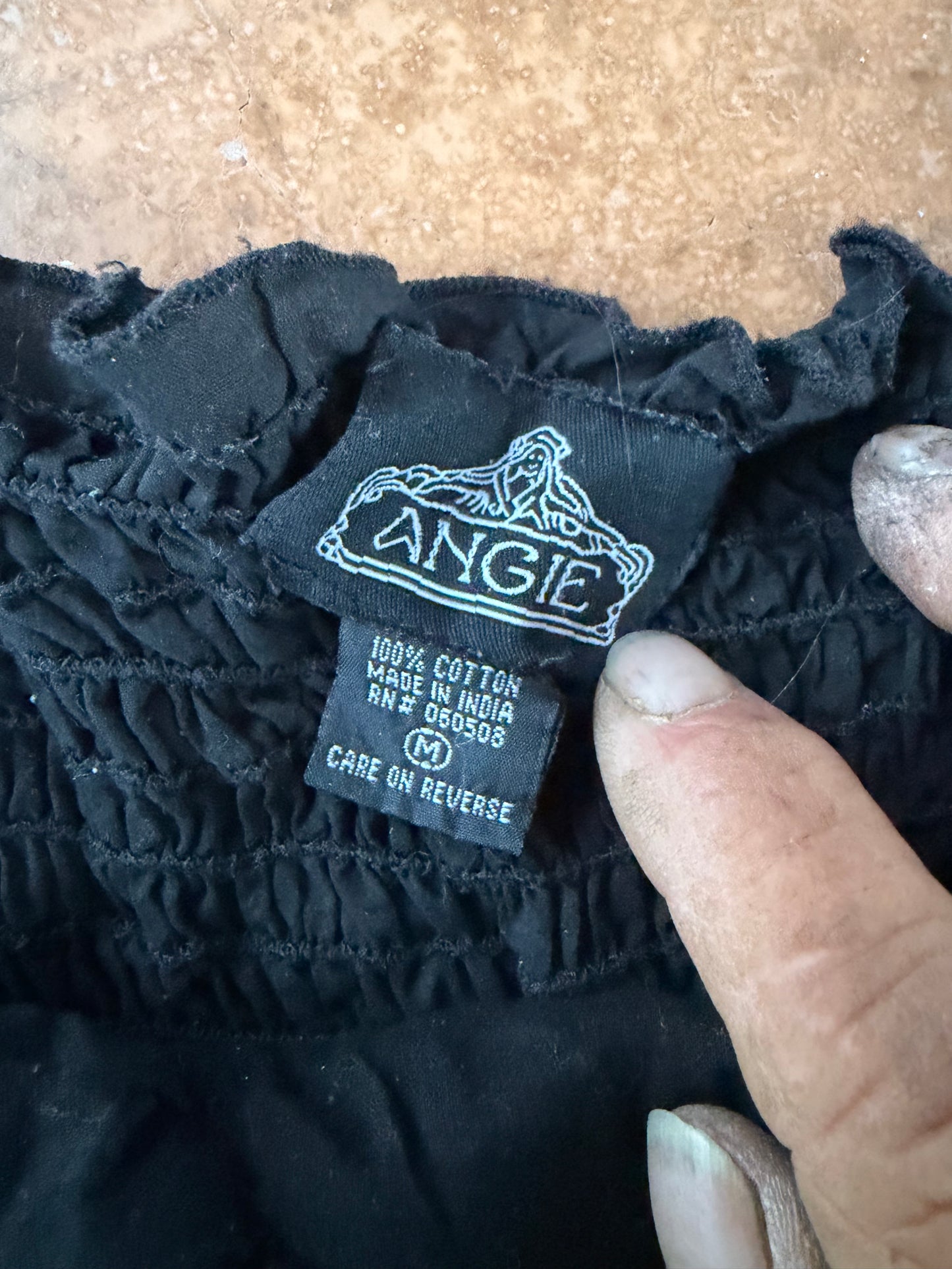 Angie company ladies sleeveless top shirt size medium black  cotton…