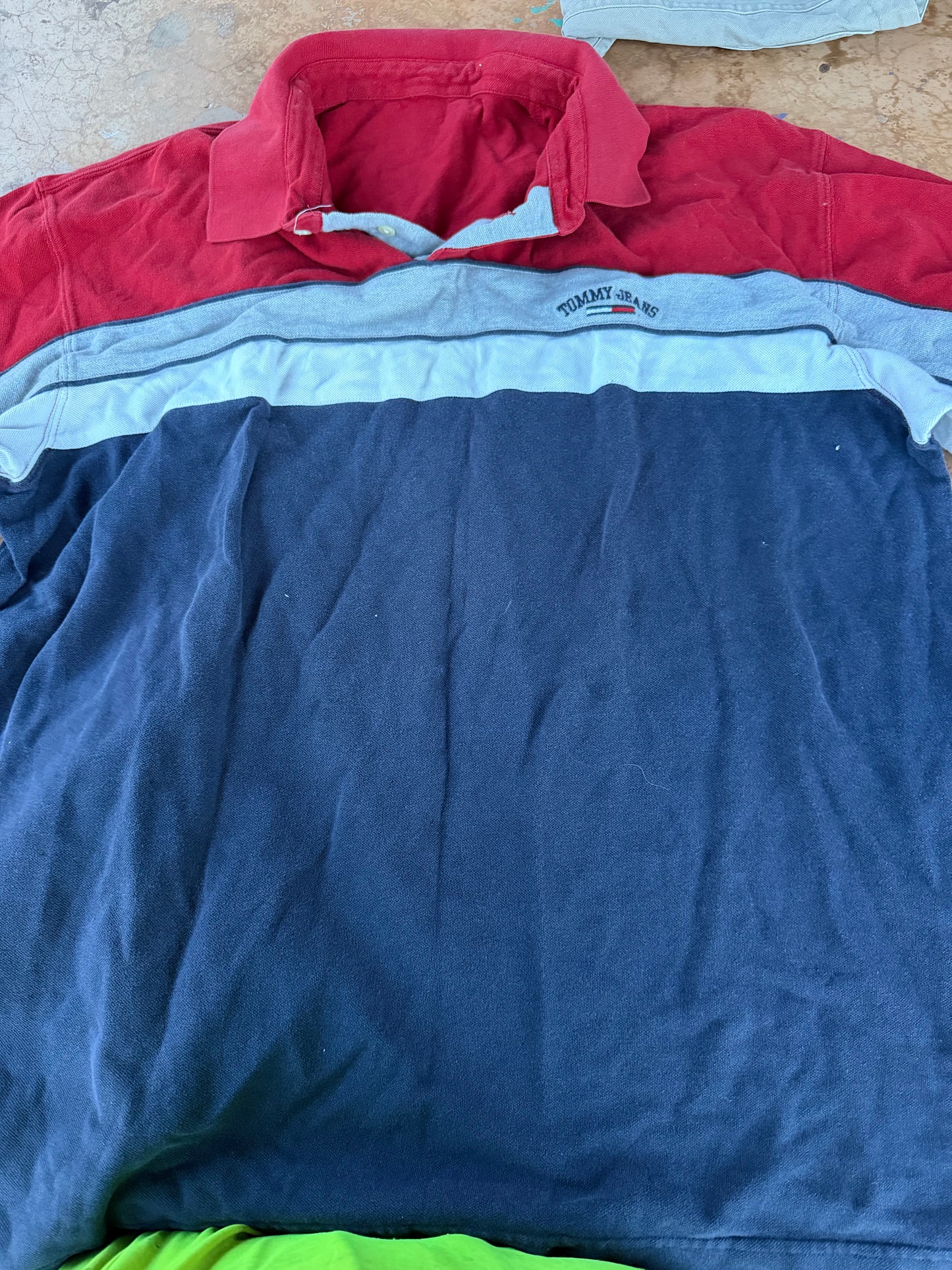 Tommy jeans company polo shirt blue and red. Size Large no tag used …