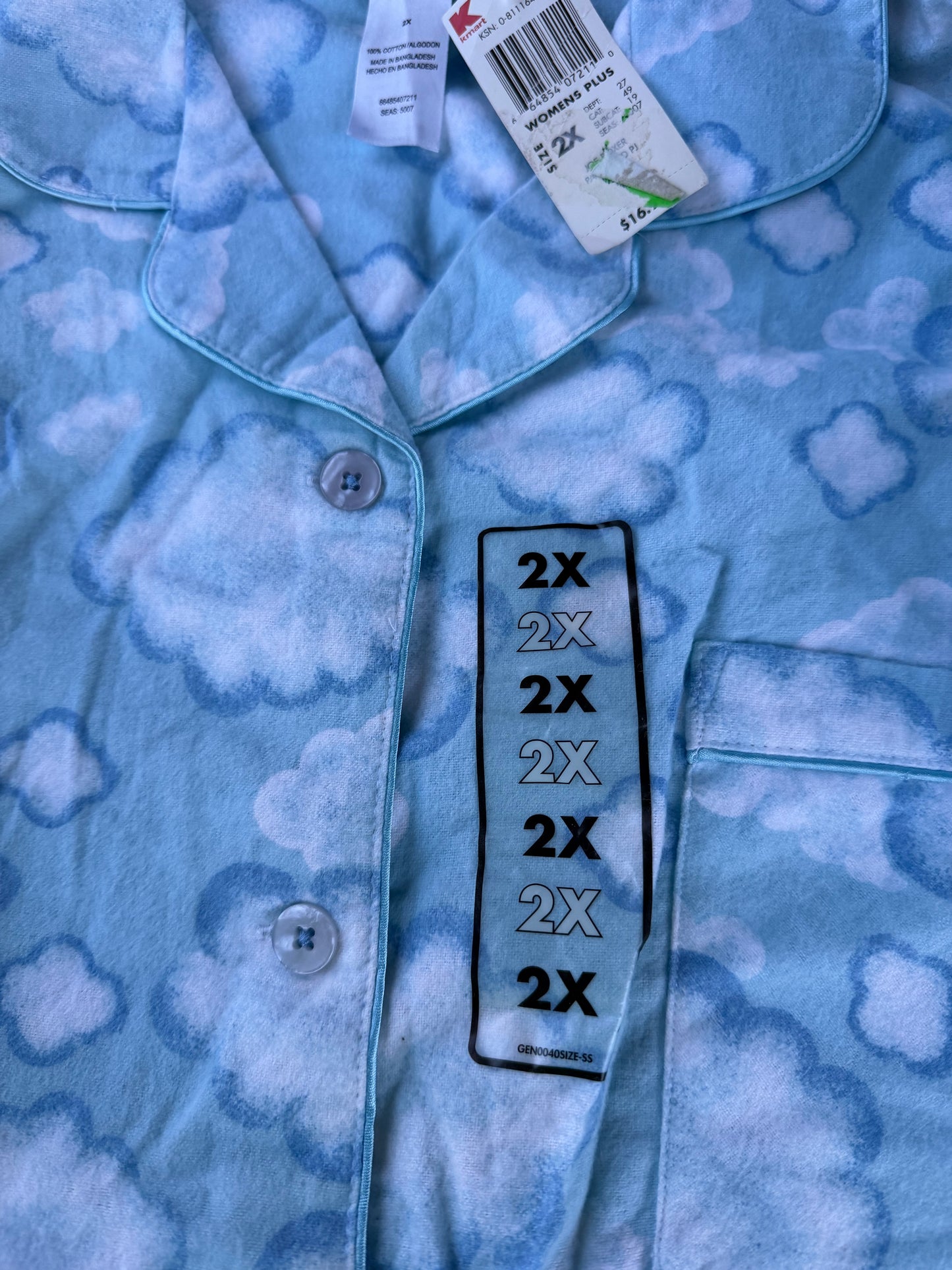 Joe Boxer from K- Mart Pajamas New top clouds size 2X …